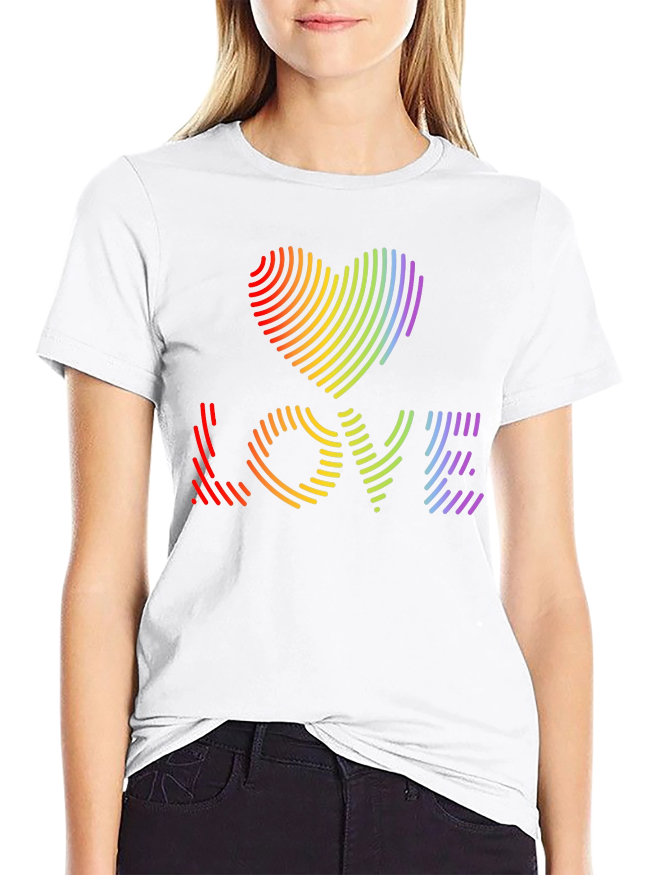 LGBTQ Pride Love Heart T-Shirt - Rainbow Graphic Tee