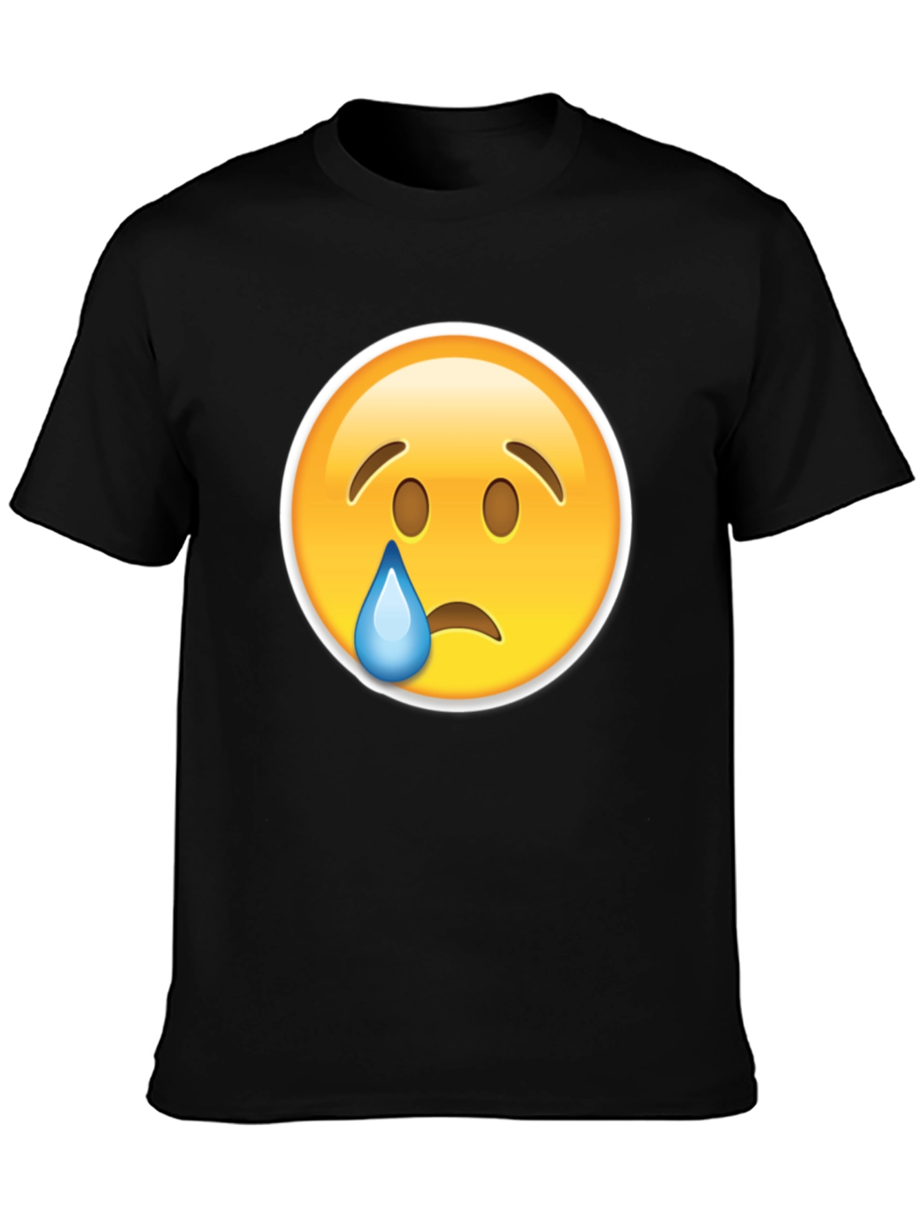 Sad Emoji Graphic Black T-Shirt