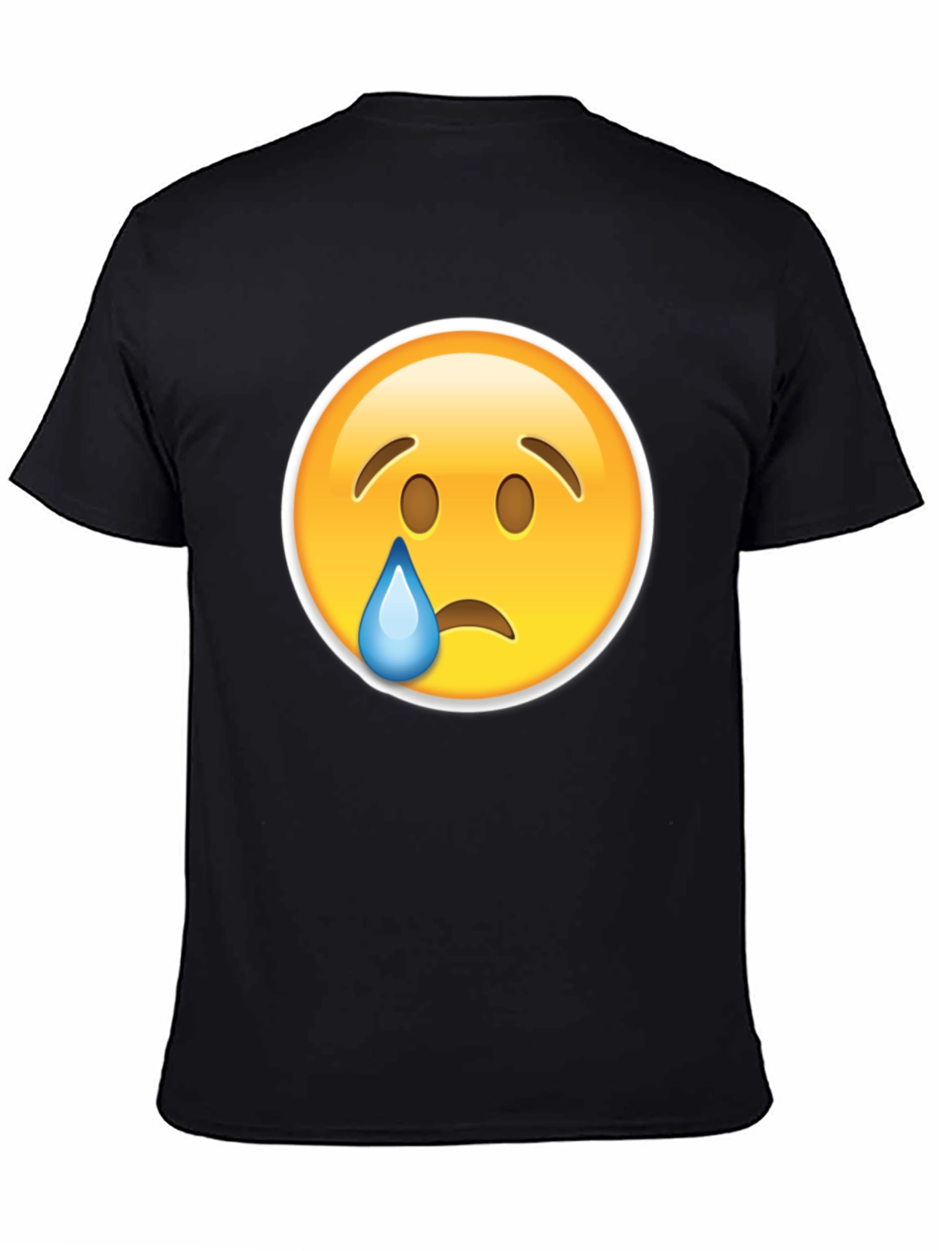 Sad Emoji Graphic Black T-Shirt