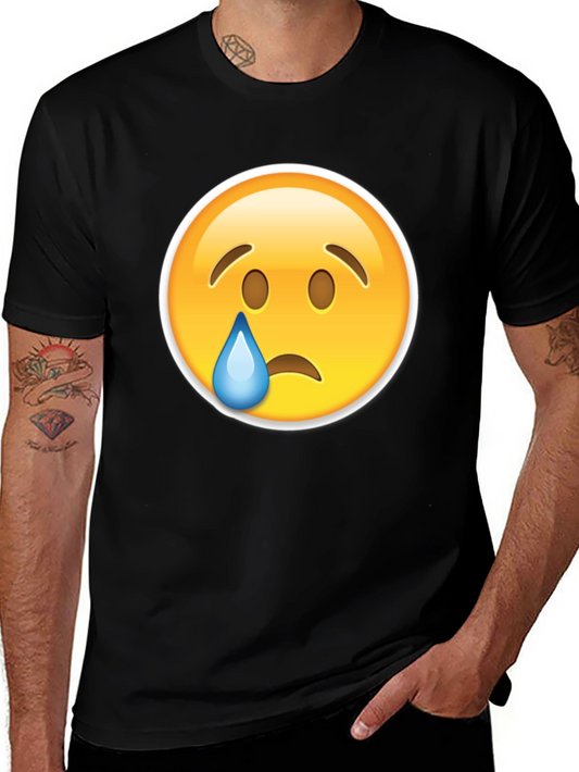 Sad Emoji Graphic Black T-Shirt