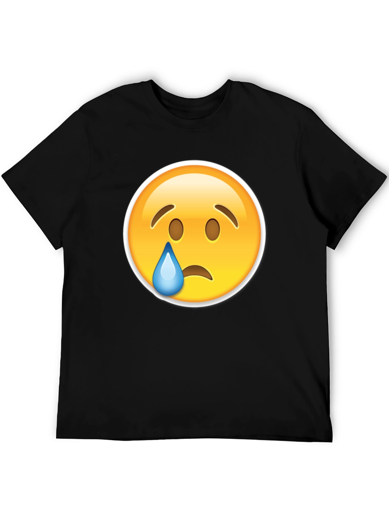 Sad Emoji Graphic Black T-Shirt