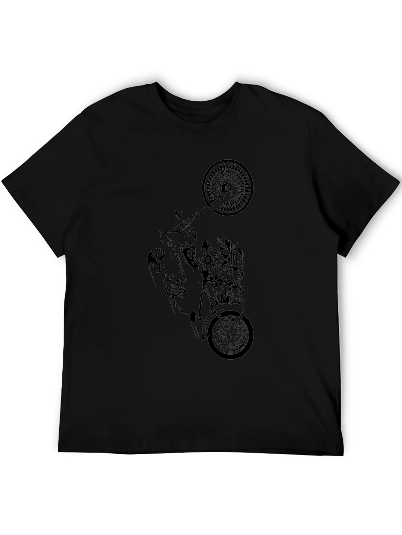 Black Motorcycle Graphic T-Shirt for Men