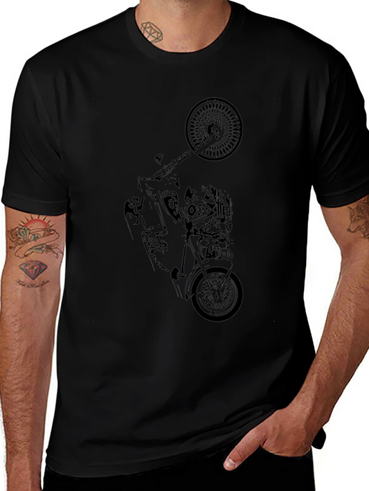 Black Motorcycle Graphic T-Shirt for Men
