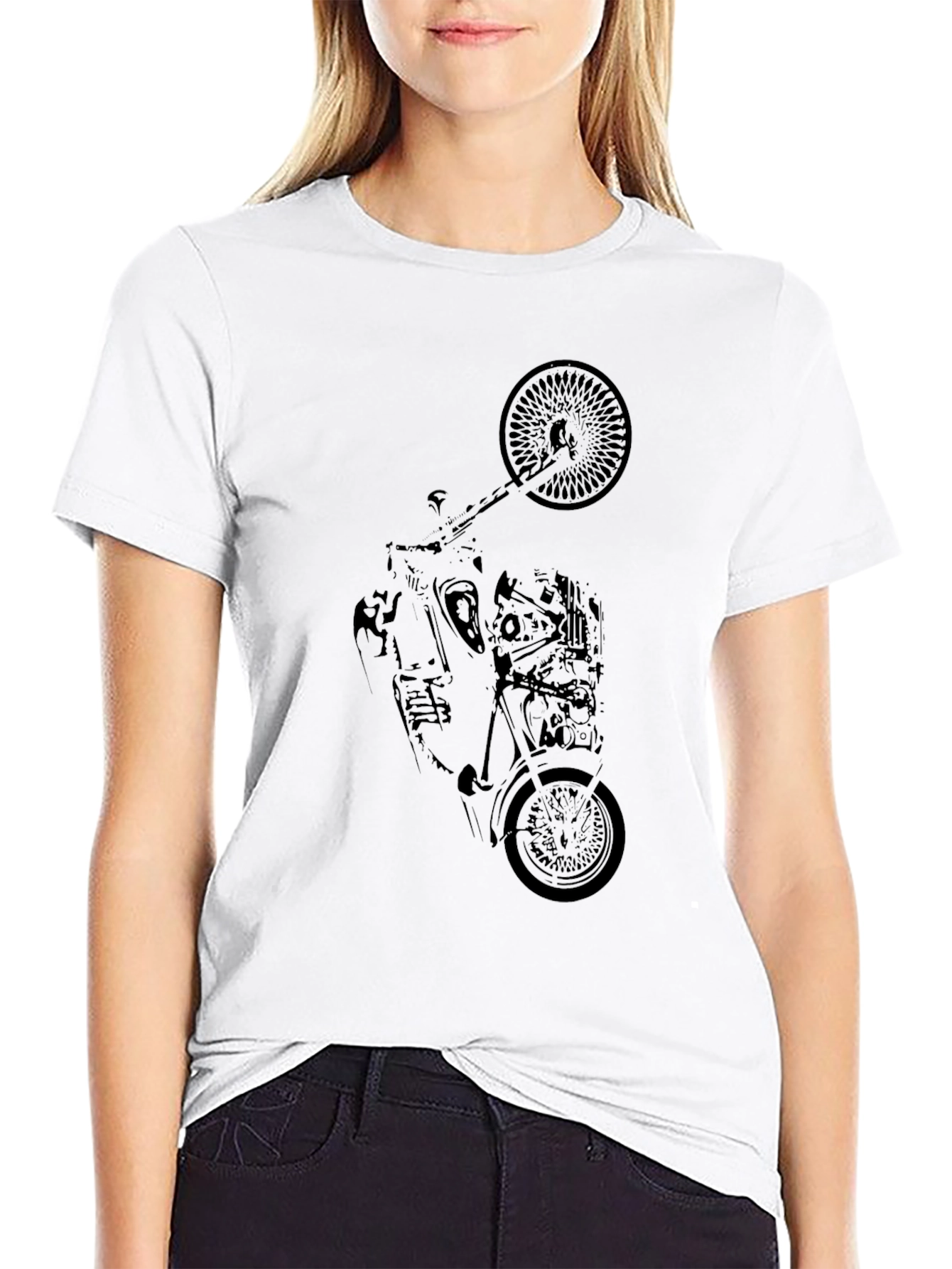 Black Motorcycle Graphic T-Shirt for Men