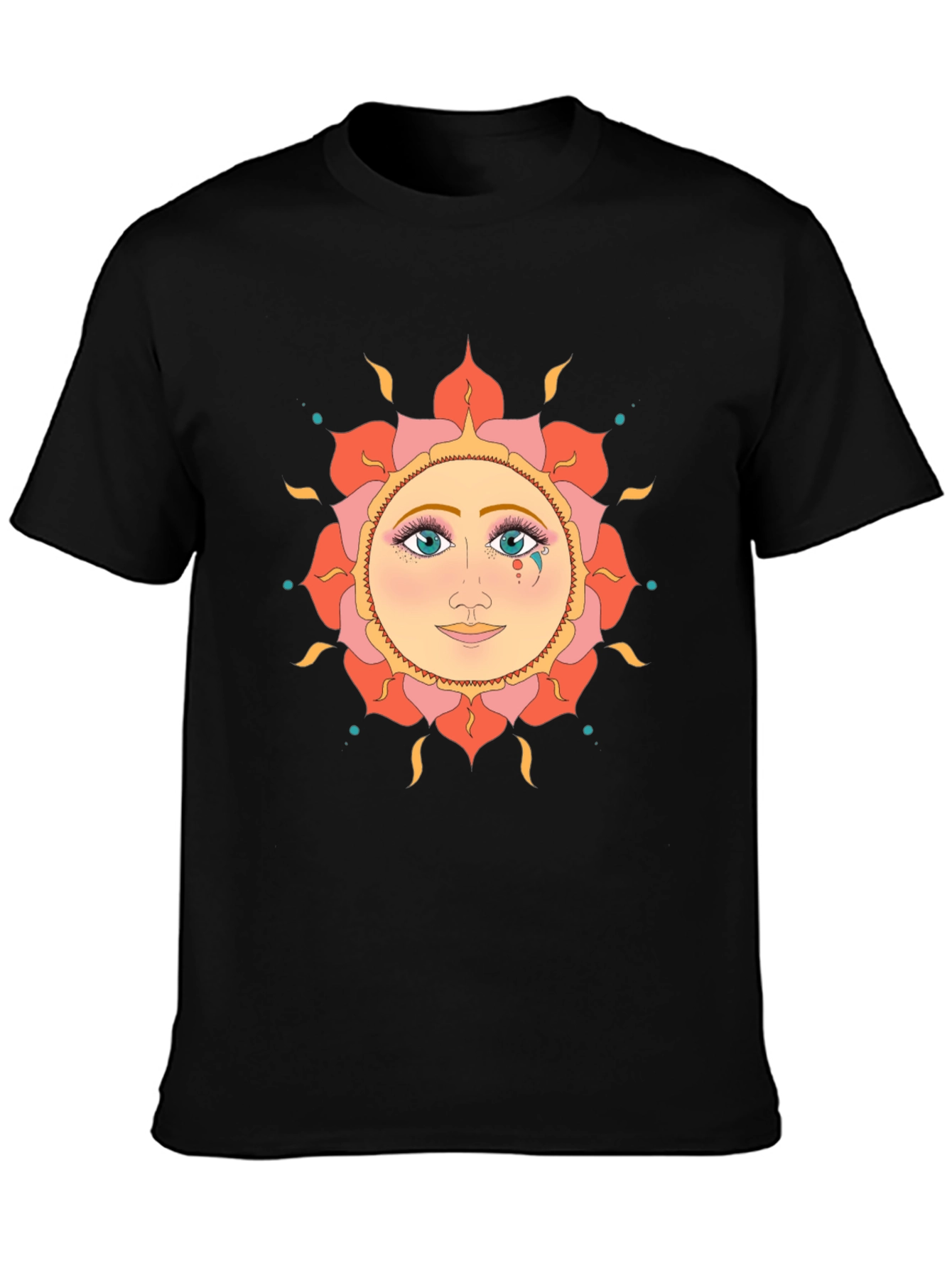 Mystic Sun Face Black T-Shirt