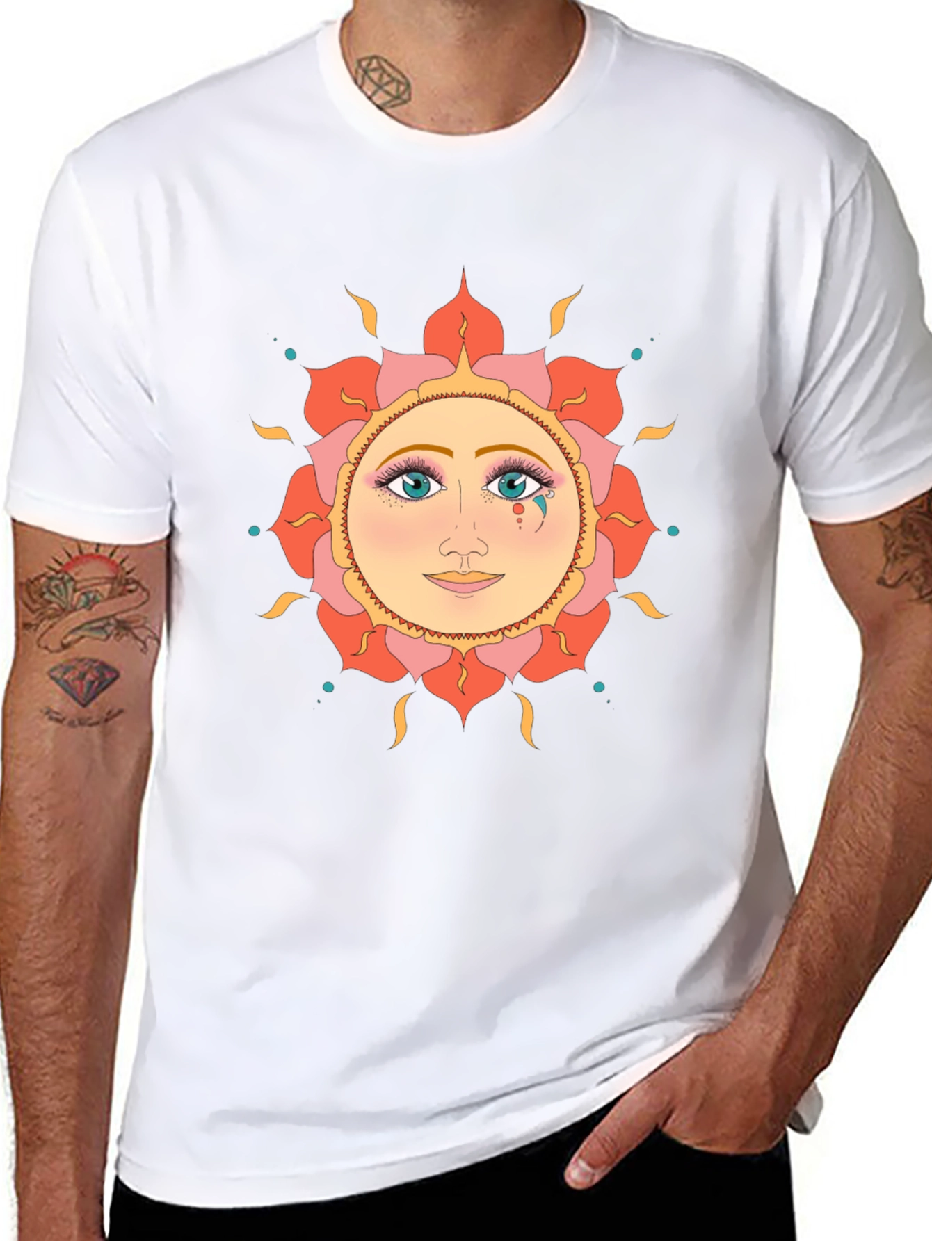 Mystic Sun Face Black T-Shirt