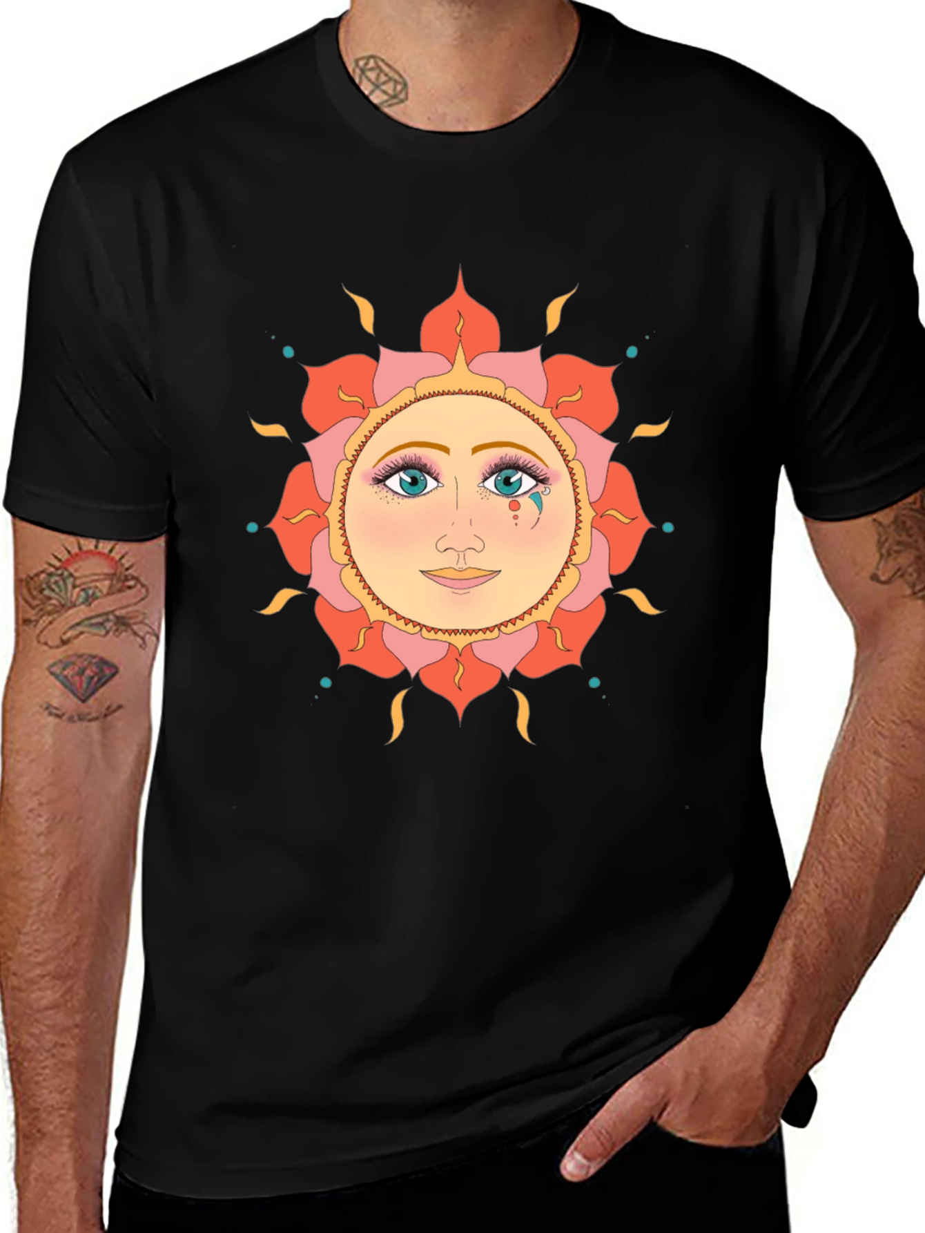 Mystic Sun Face Black T-Shirt