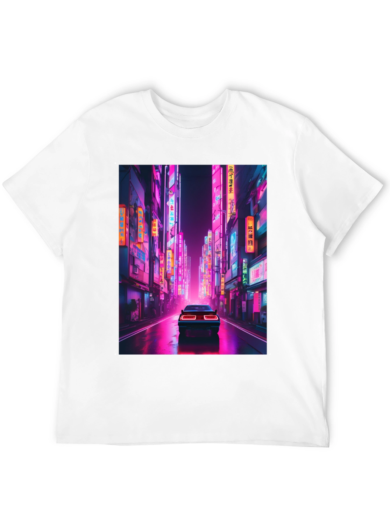 Neon City Car Black T-Shirt