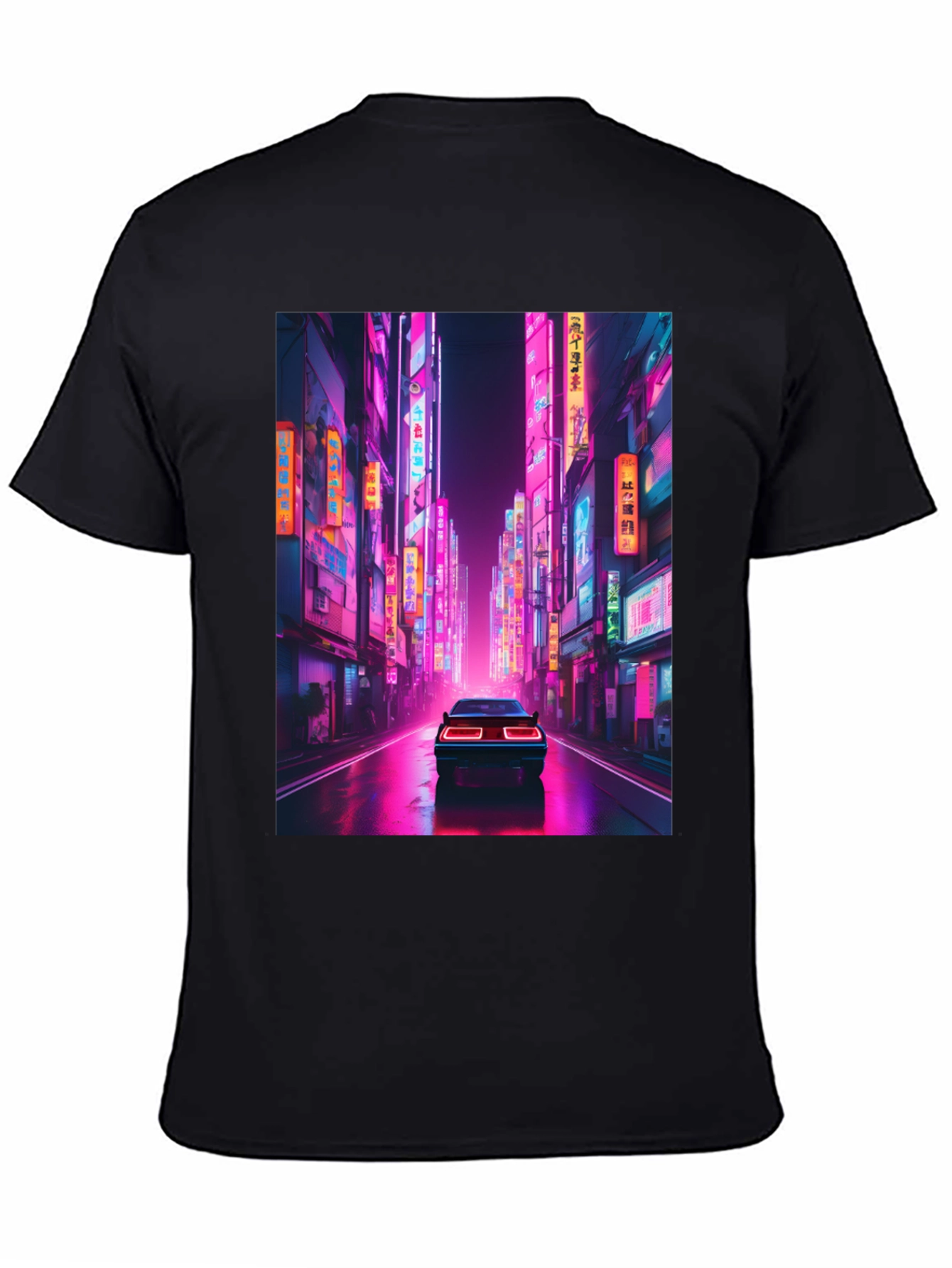 Neon City Car Black T-Shirt