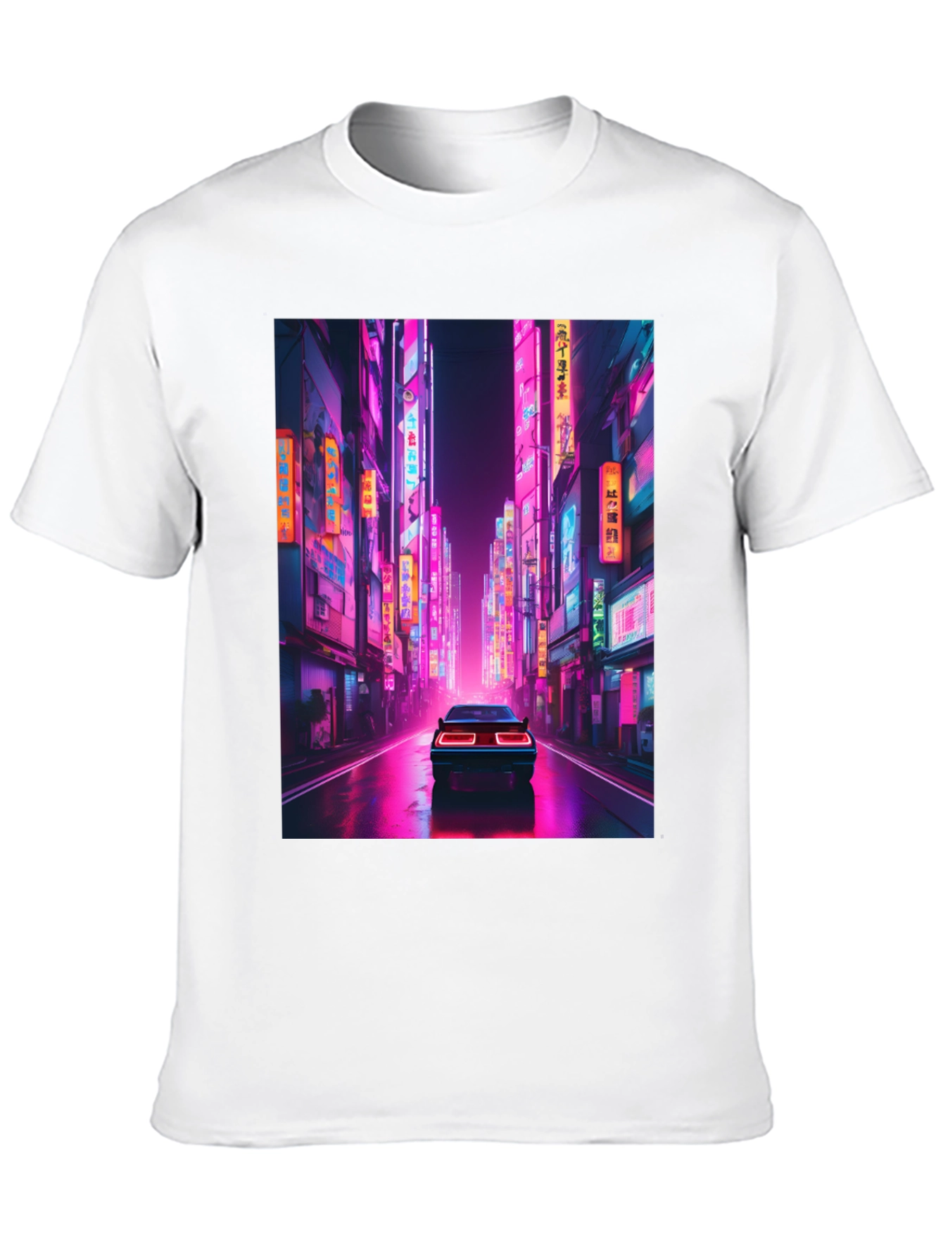 Neon City Car Black T-Shirt