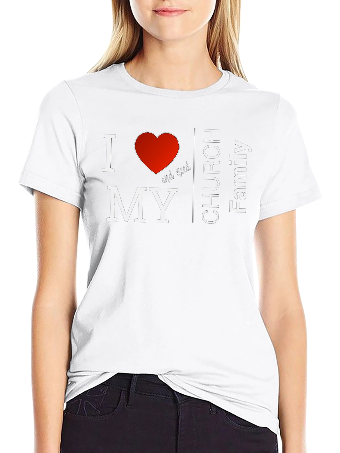 I Love My Church Family T-Shirt - Black