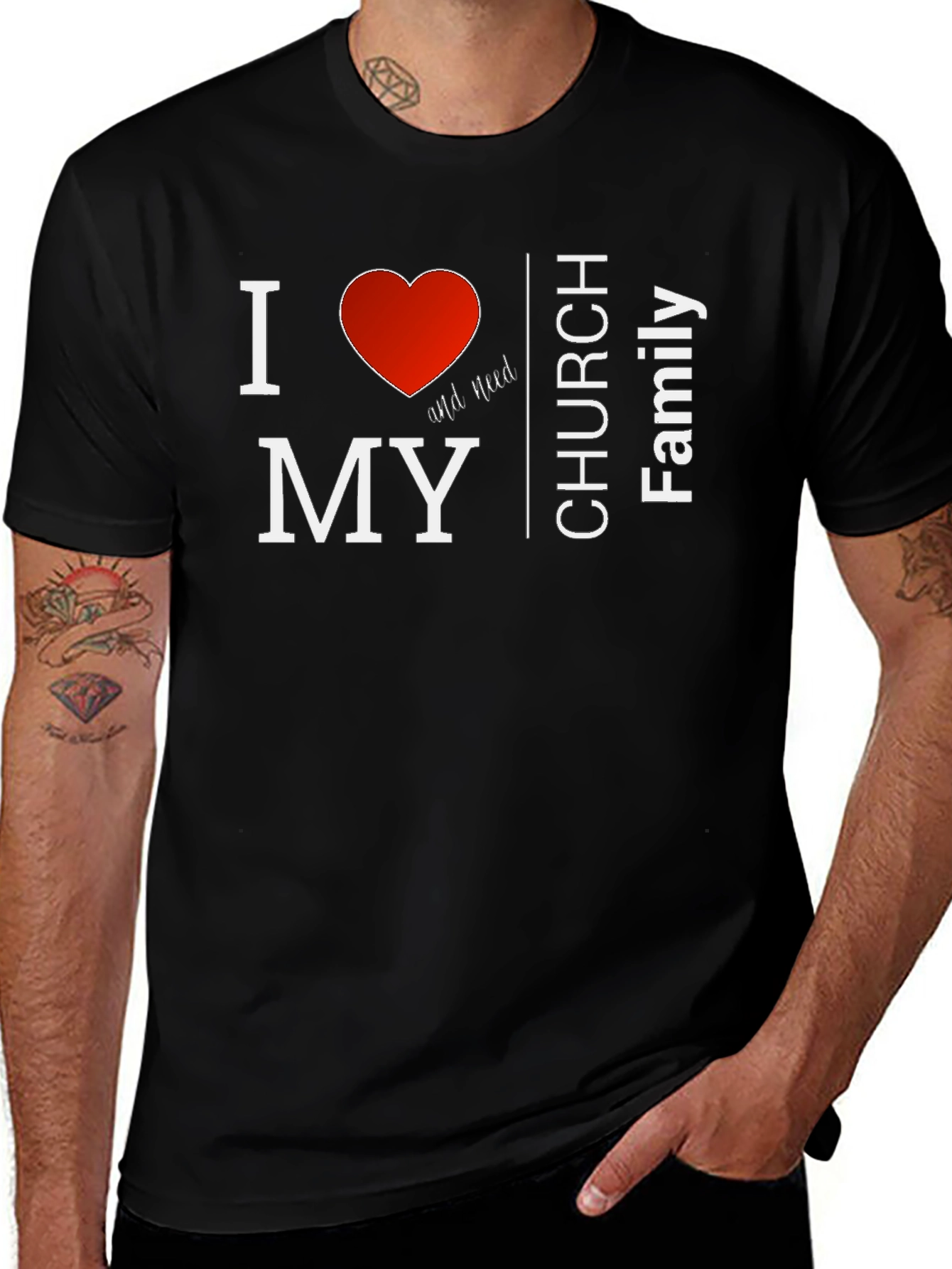 I Love My Church Family T-Shirt - Black
