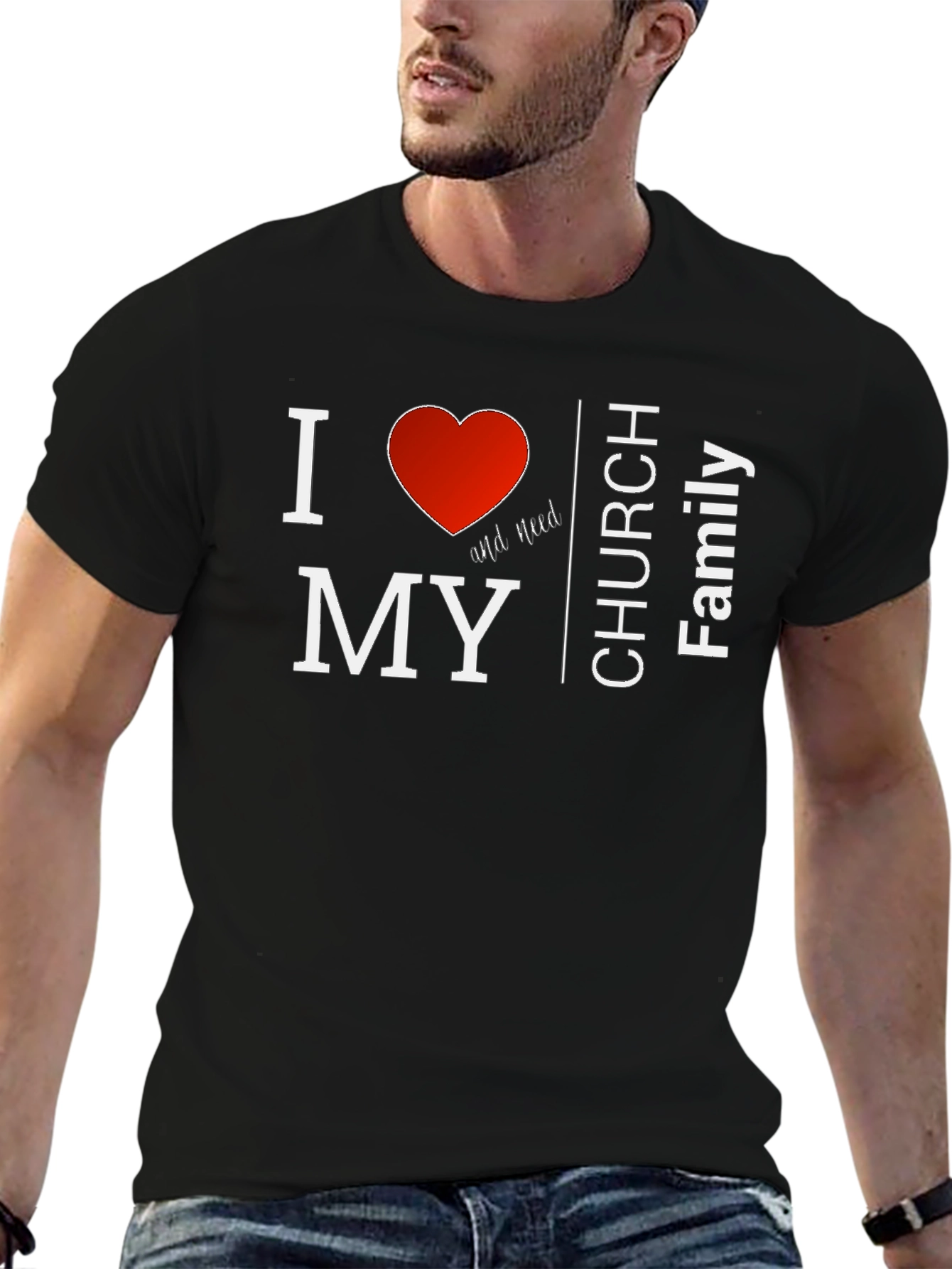I Love My Church Family T-Shirt - Black