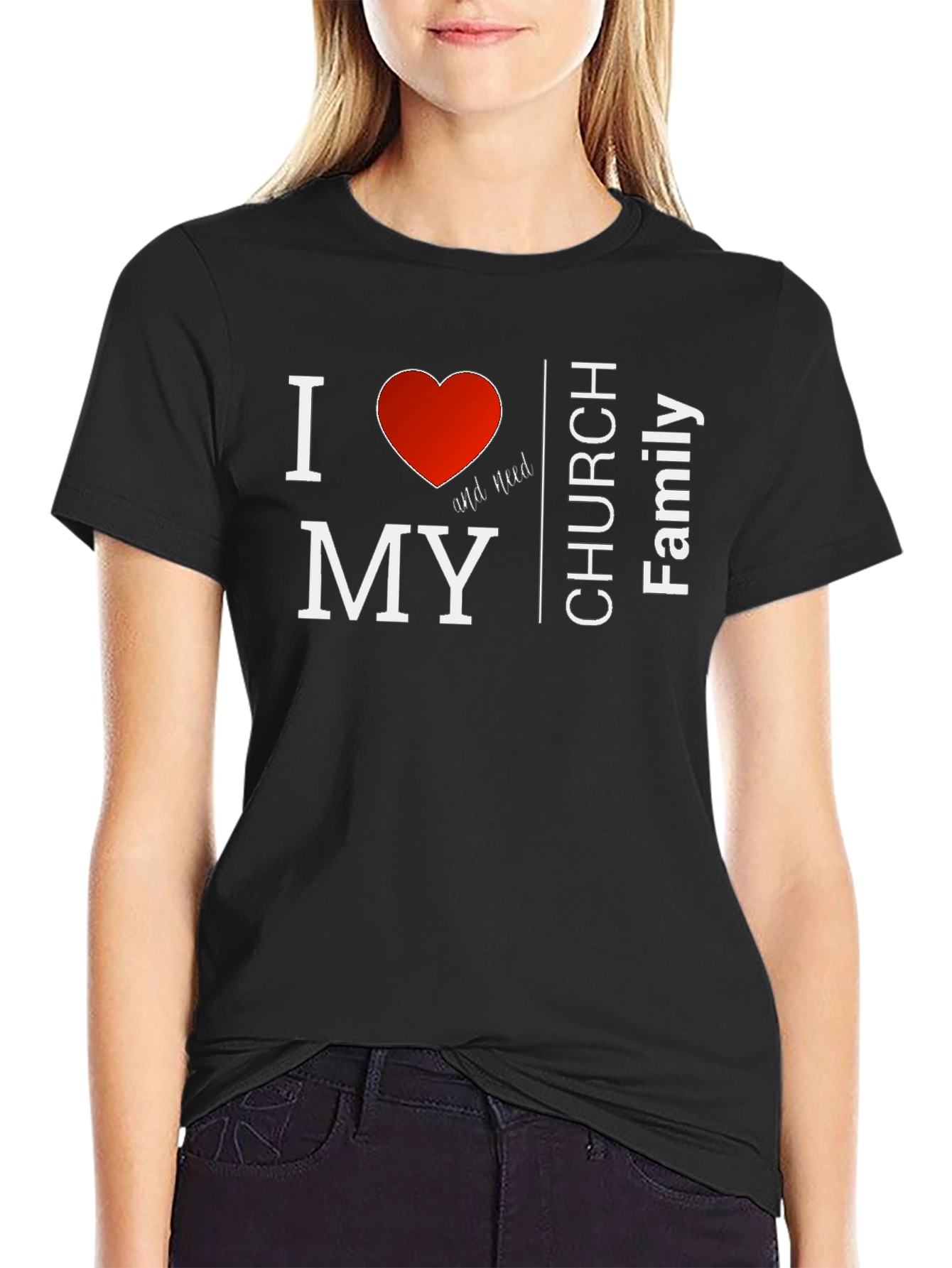 I Love My Church Family T-Shirt - Black
