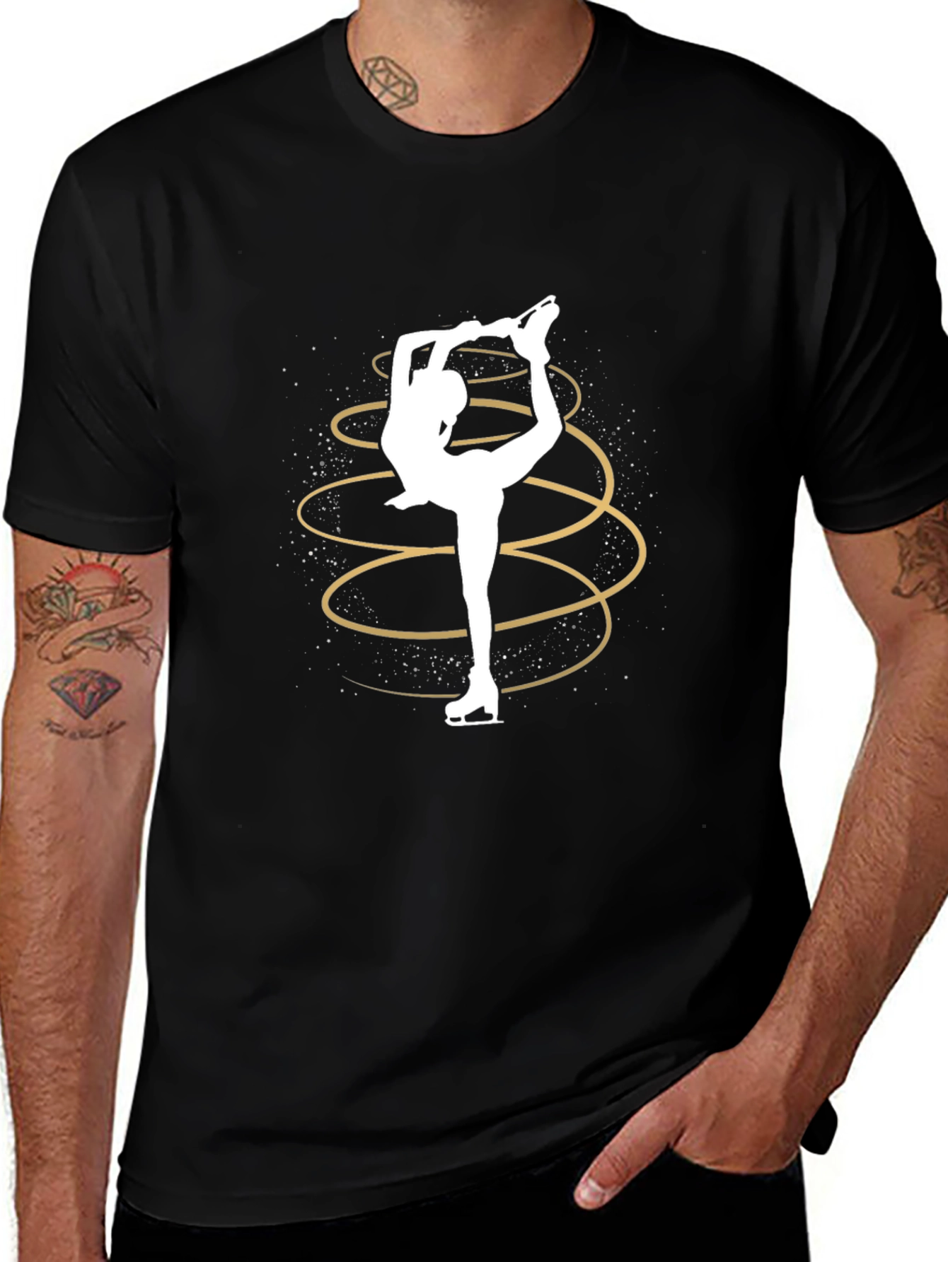 Figure Skater Tee - Black Stylish Graphic Design