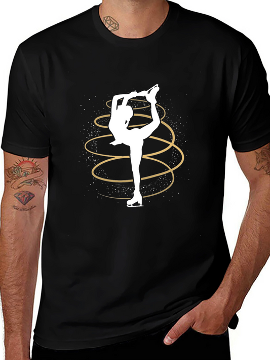 Figure Skater Tee - Black Stylish Graphic Design