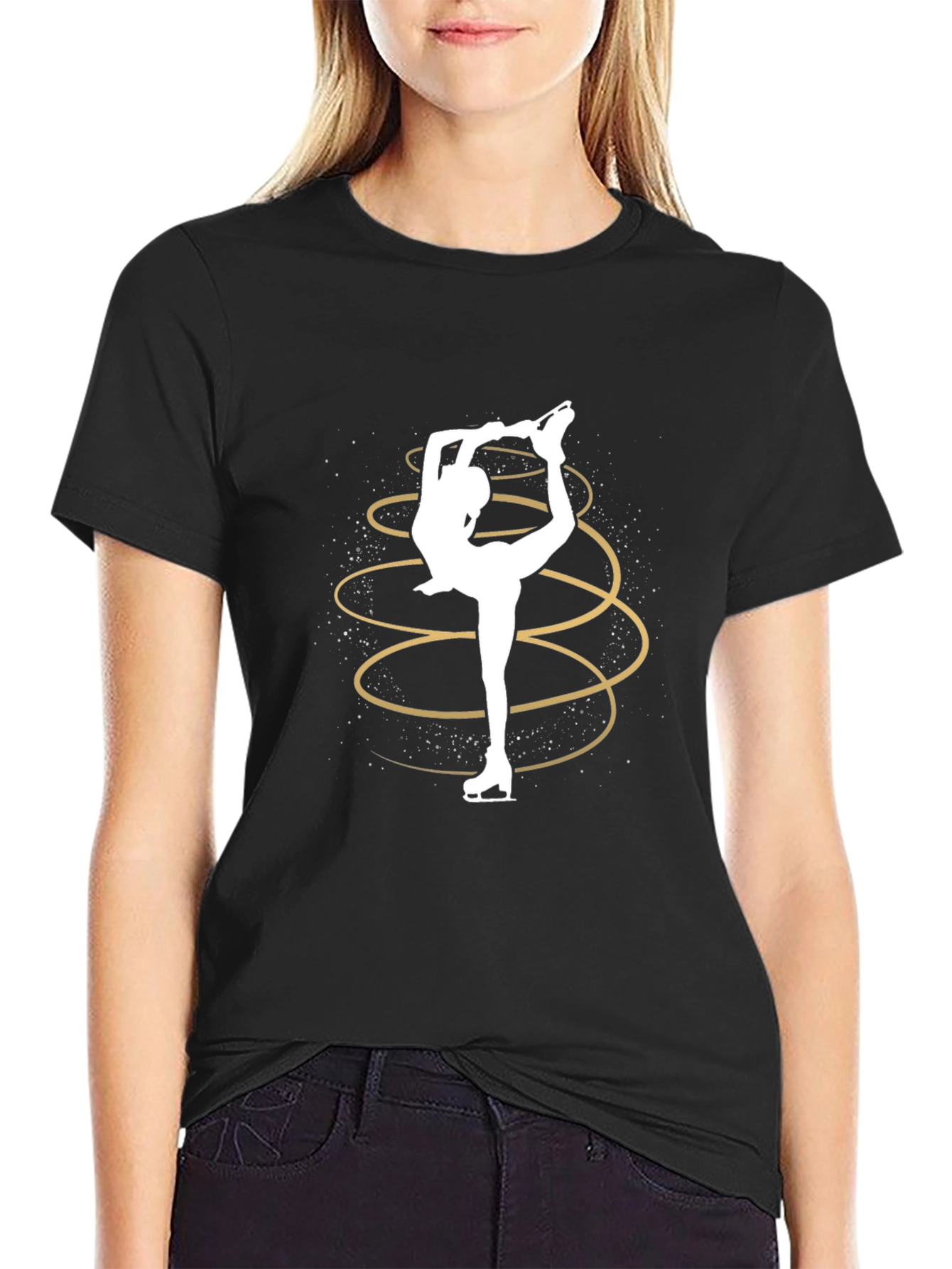 Figure Skater Tee - Black Stylish Graphic Design