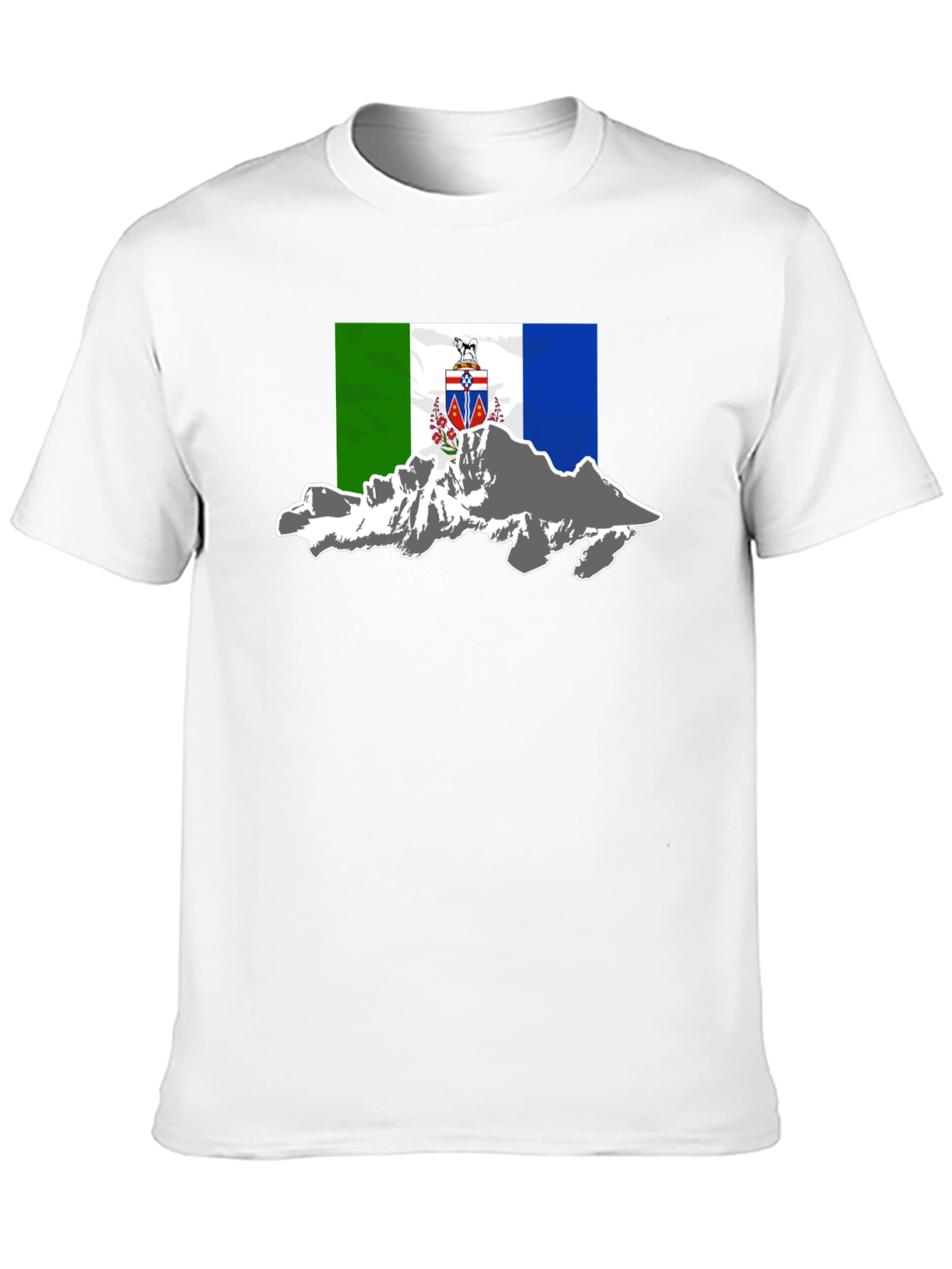 Black T-Shirt with Mountain Flag Graphic