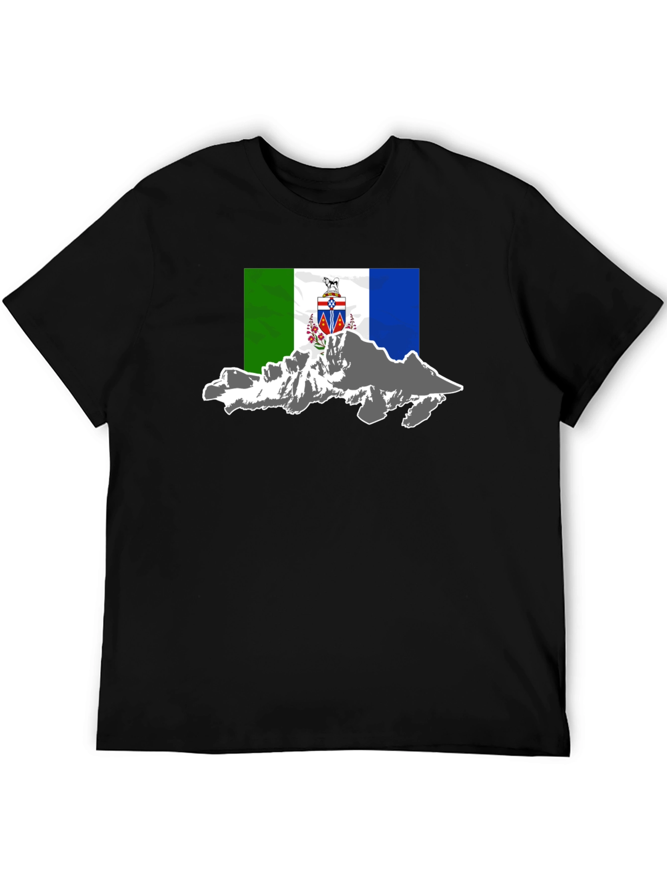Black T-Shirt with Mountain Flag Graphic
