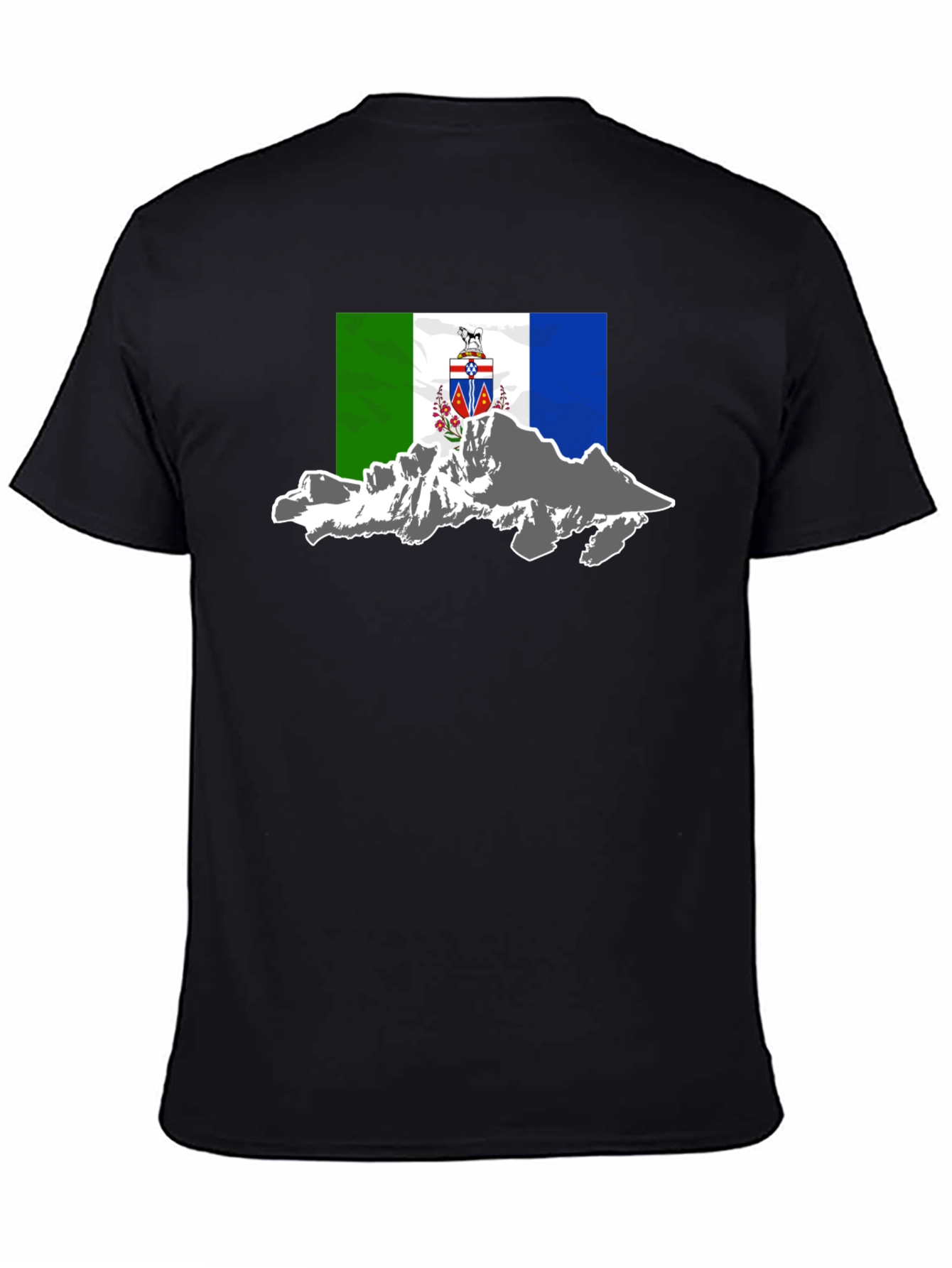 Black T-Shirt with Mountain Flag Graphic