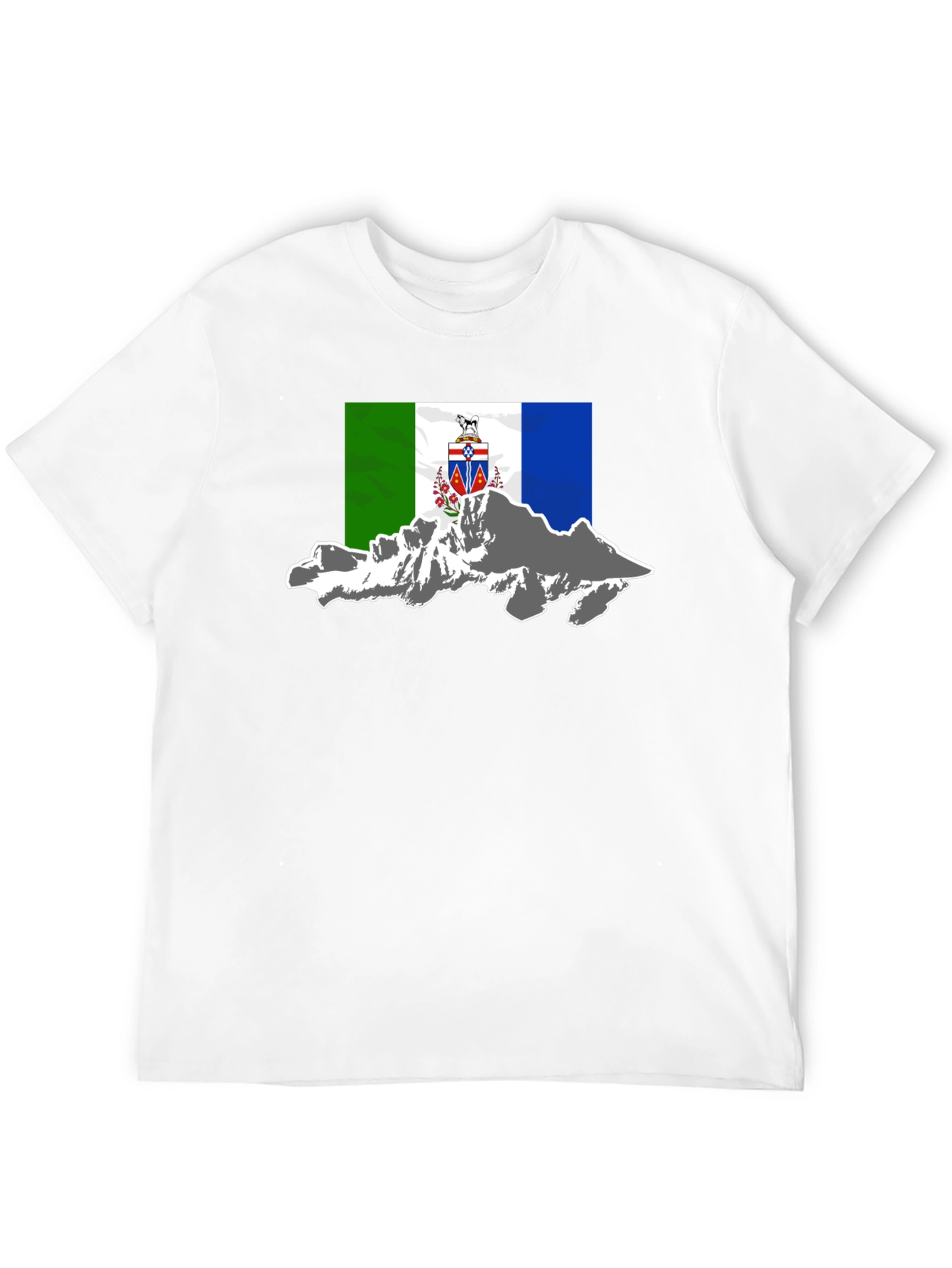 Black T-Shirt with Mountain Flag Graphic