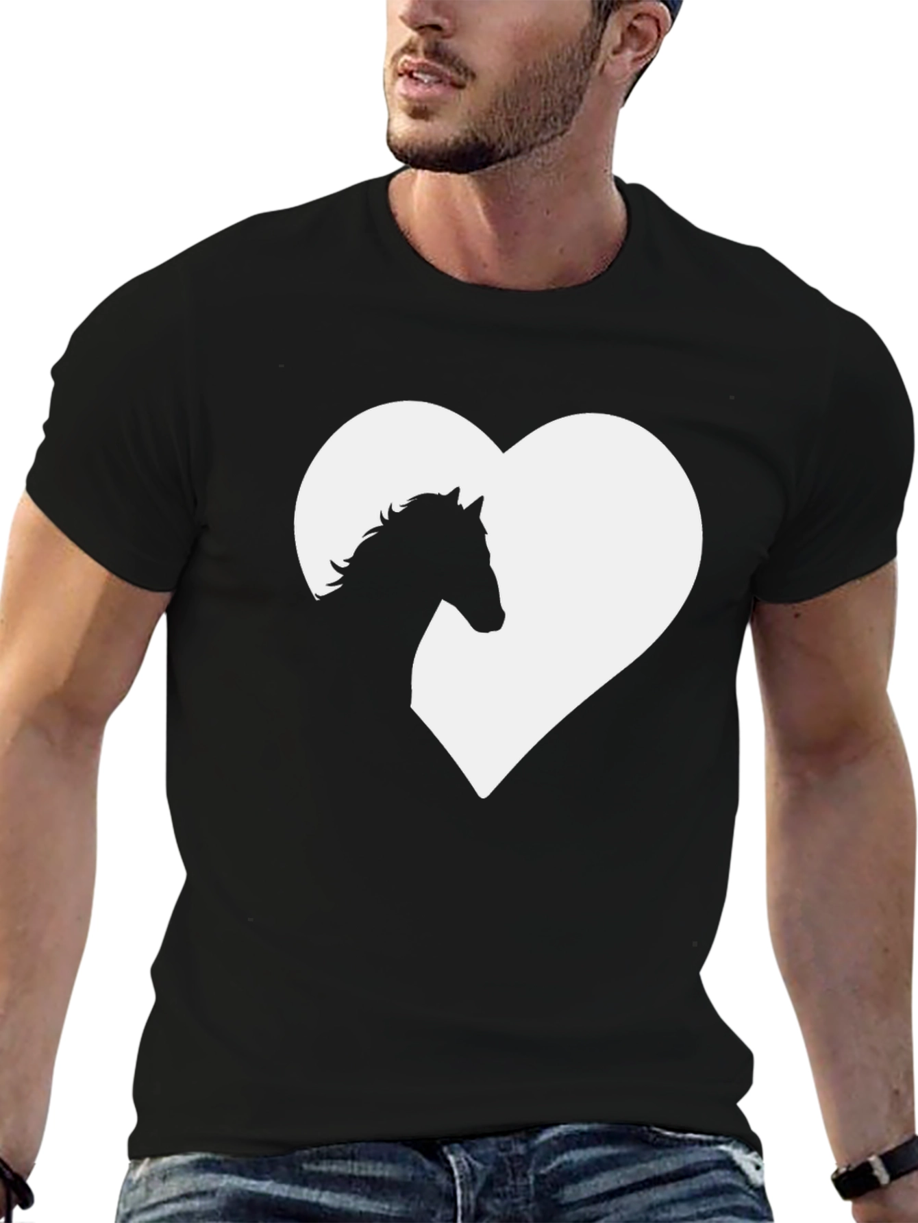 Horse Lover Tee - Heart Silhouette Black T-Shirt