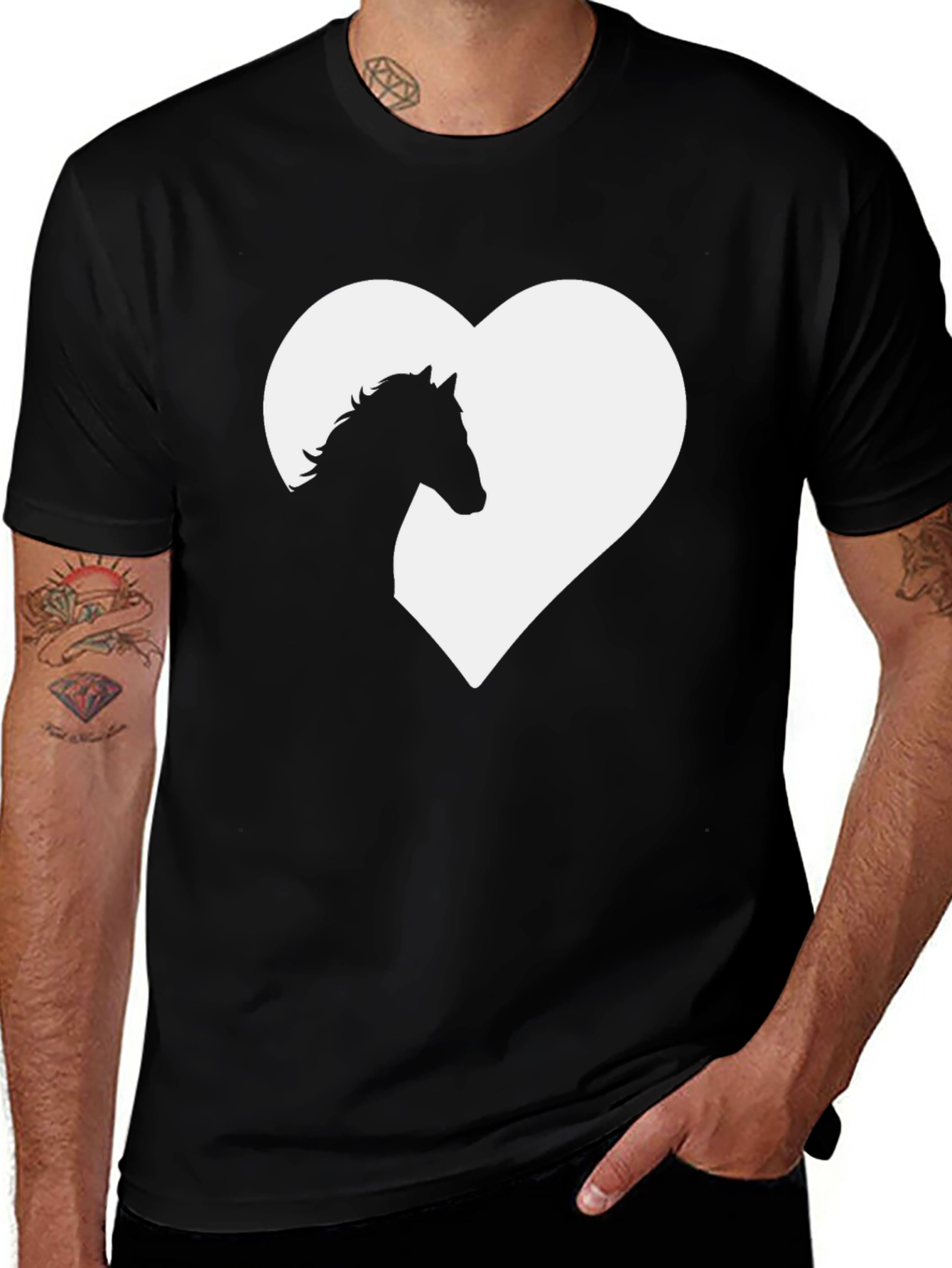 Horse Lover Tee - Heart Silhouette Black T-Shirt