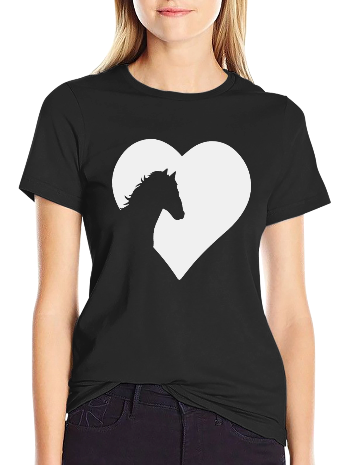 Horse Lover Tee - Heart Silhouette Black T-Shirt