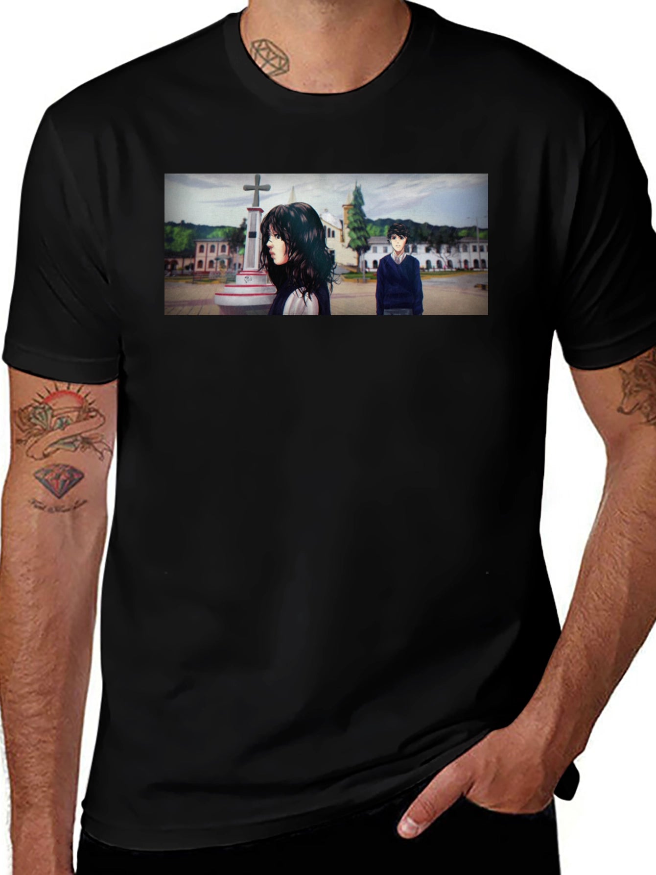 Anime Scene Graphic Black T-Shirt