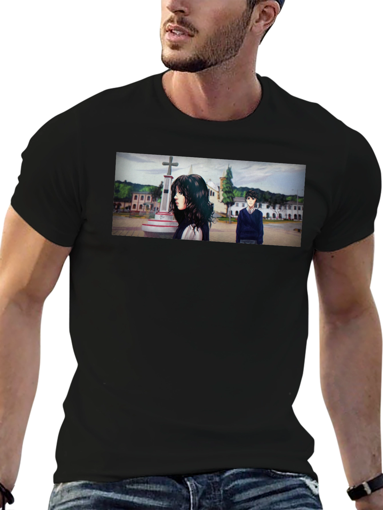 Anime Scene Graphic Black T-Shirt