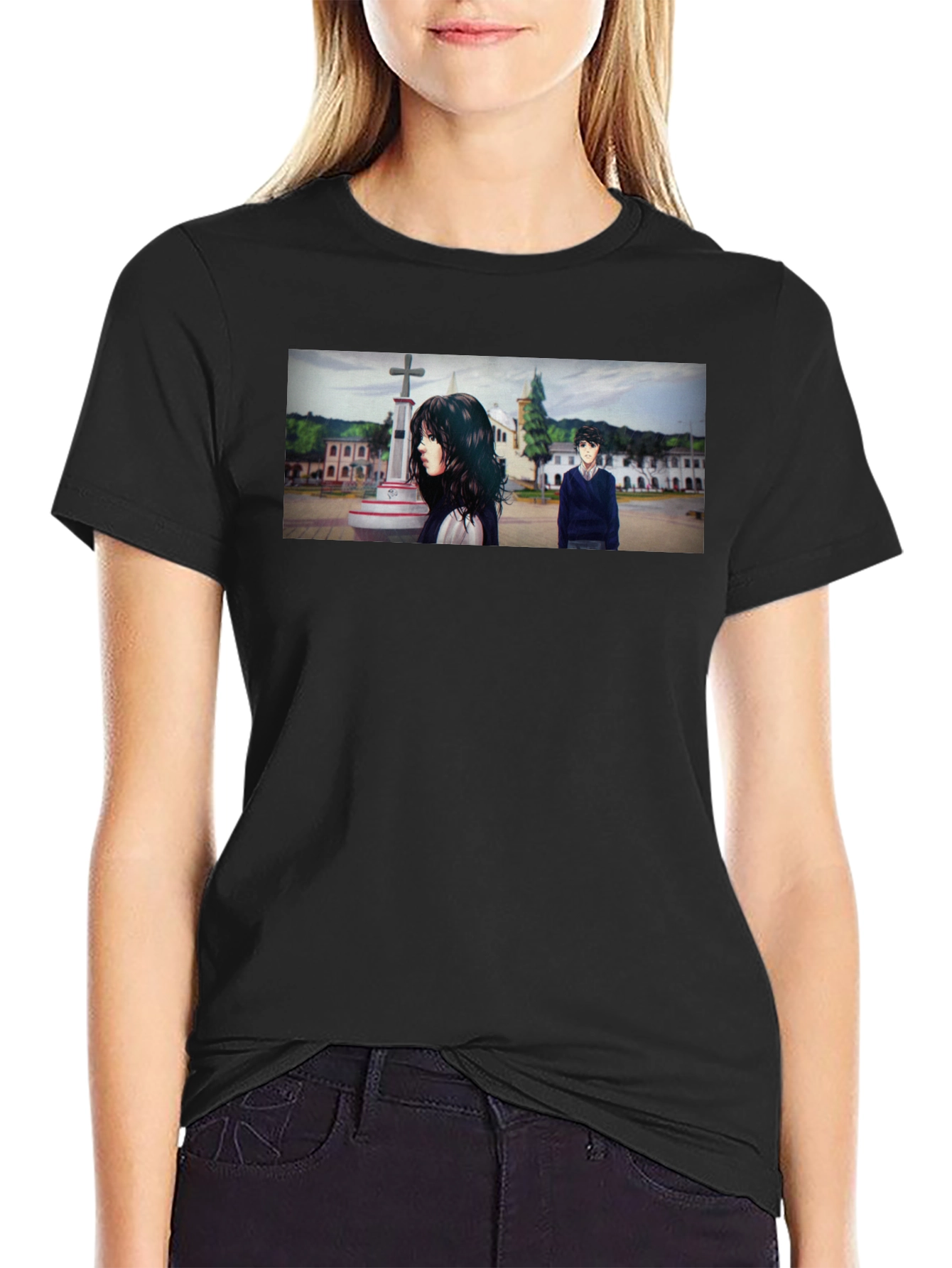 Anime Scene Graphic Black T-Shirt
