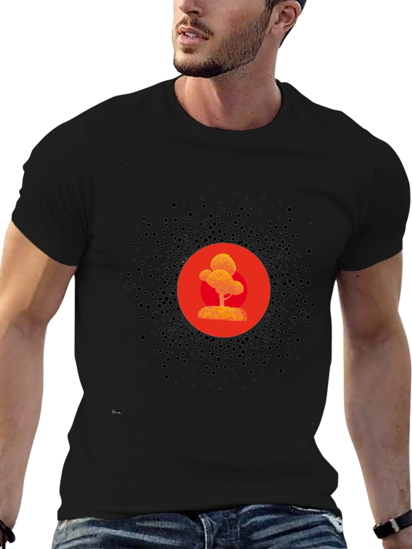 Modern Zen Tree Graphic Black T-Shirt