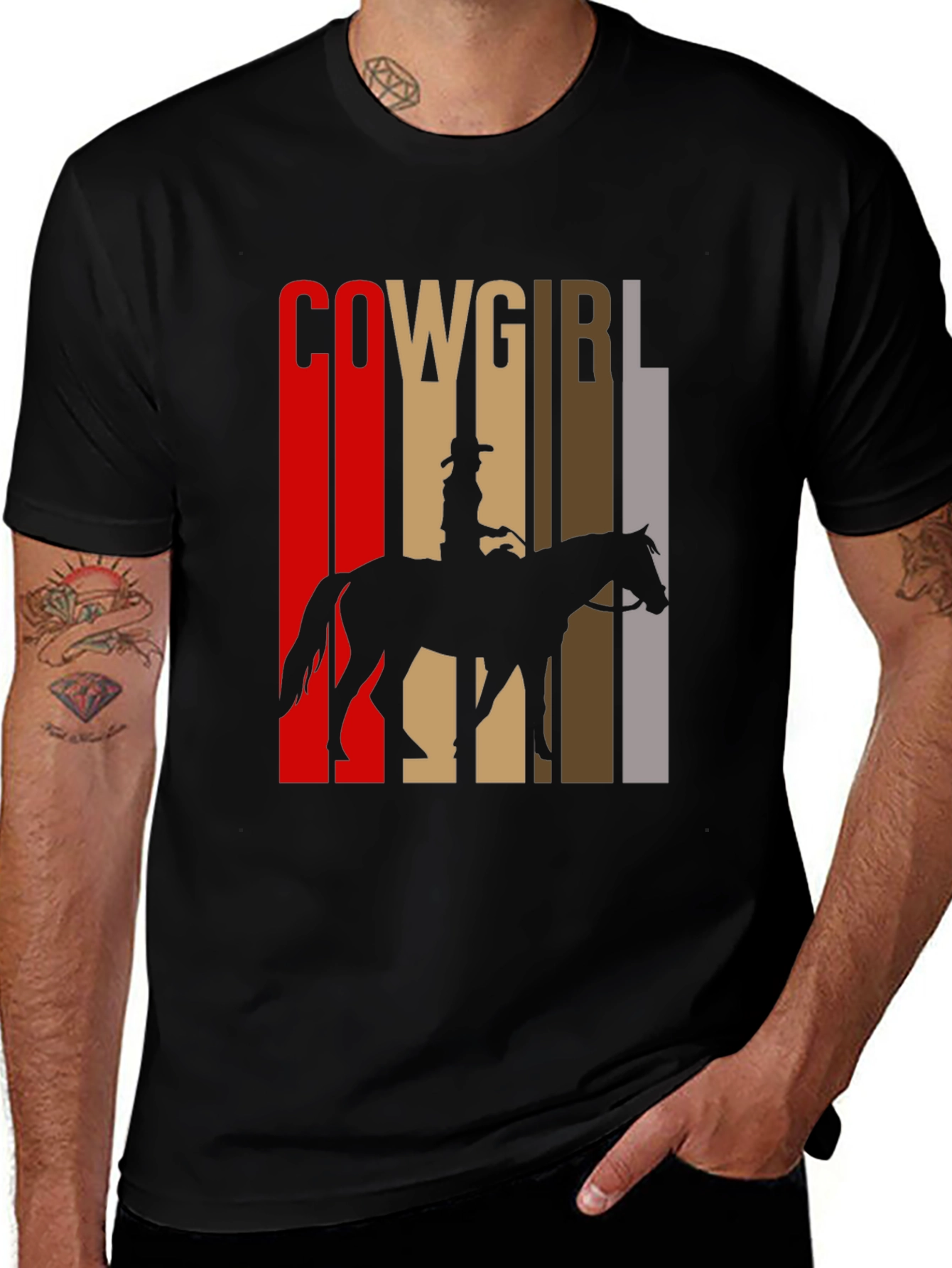 Cowgirl Silhouette Graphic Tee - Western Style T-Shirt