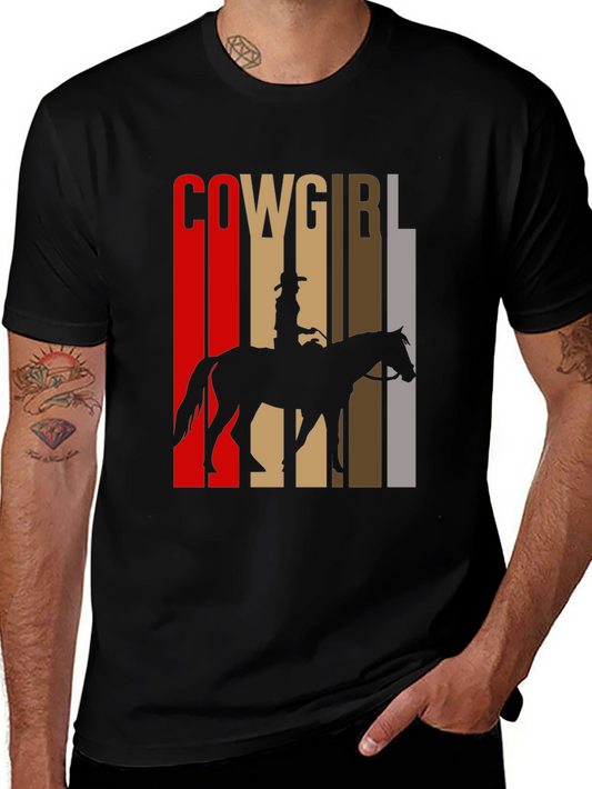 Cowgirl Silhouette Graphic Tee - Western Style T-Shirt
