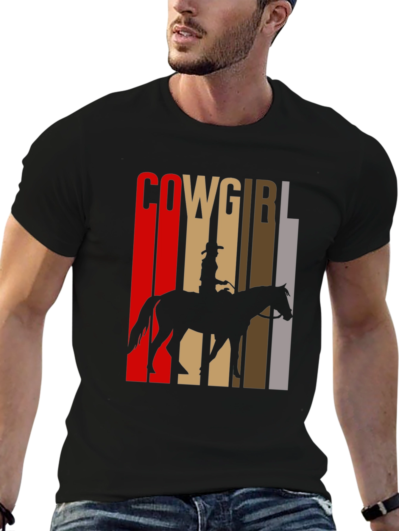 Cowgirl Silhouette Graphic Tee - Western Style T-Shirt