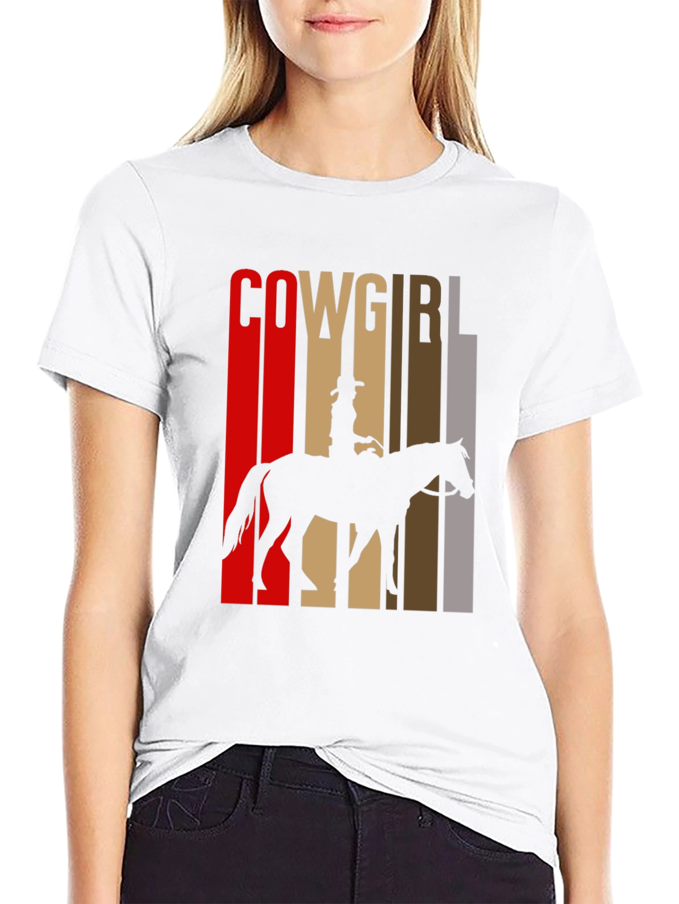 Cowgirl Silhouette Graphic Tee - Western Style T-Shirt