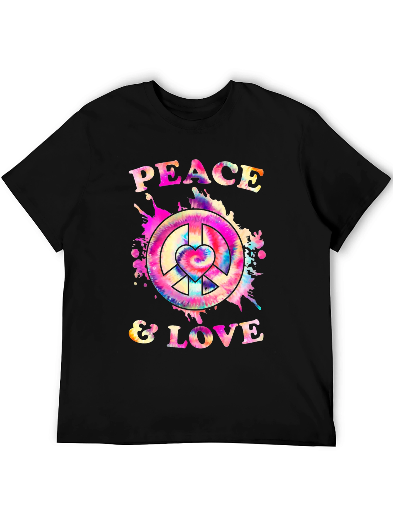 Peace & Love Tie Dye Graphic T-Shirt