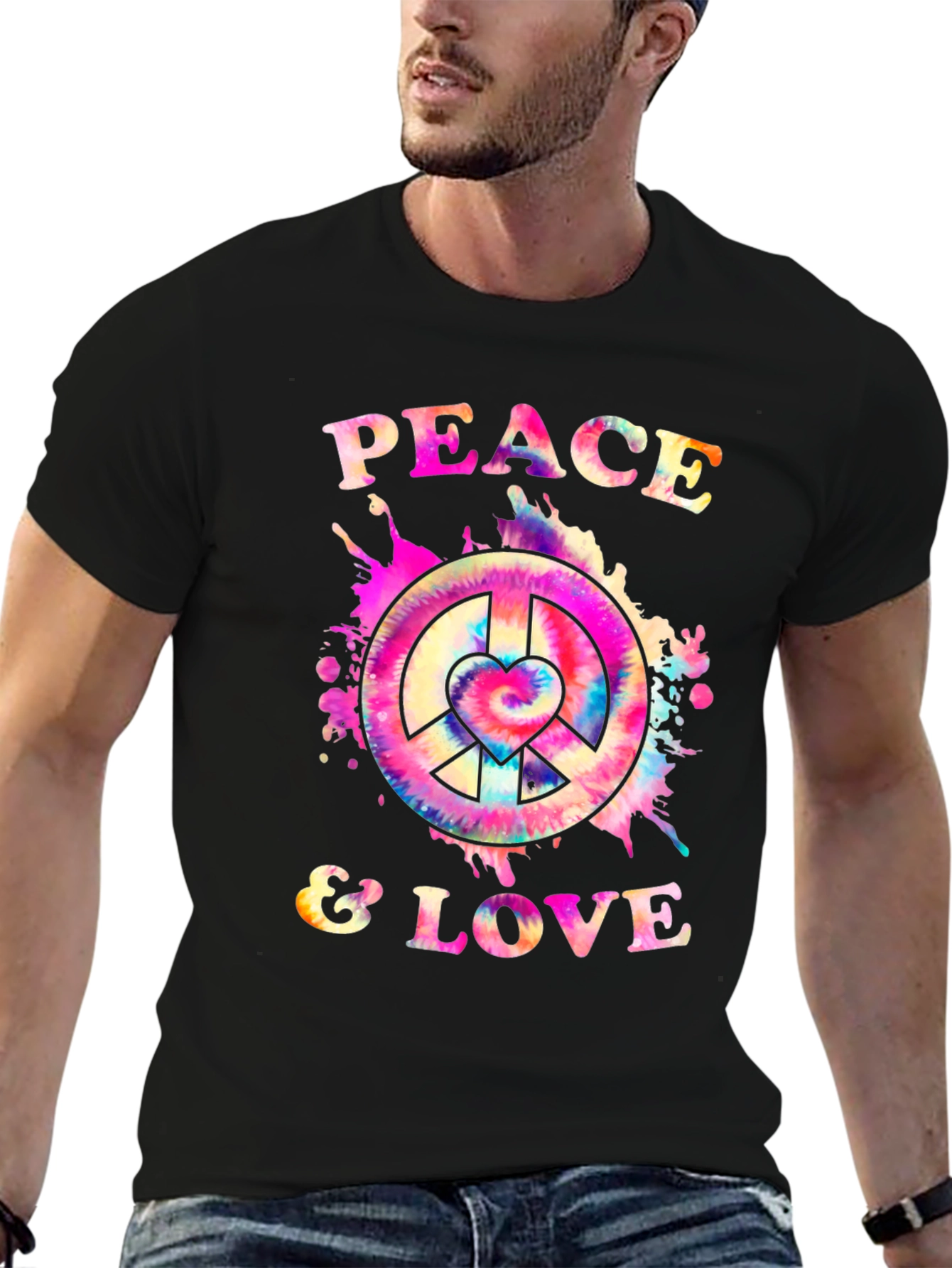 Peace & Love Tie Dye Graphic T-Shirt
