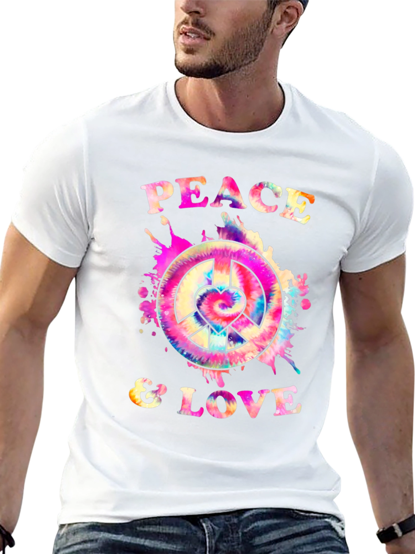 Peace & Love Tie Dye Graphic T-Shirt