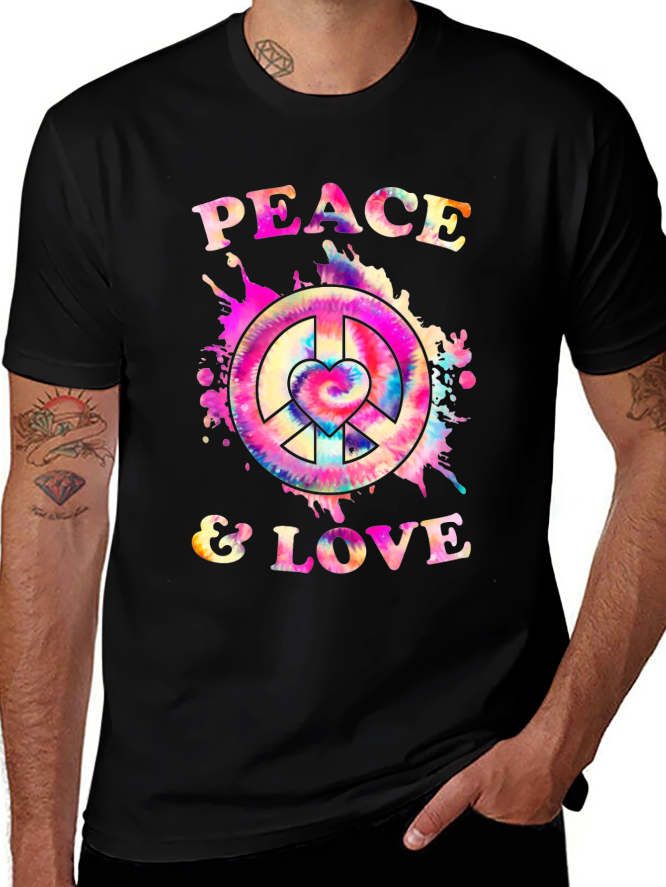 Peace & Love Tie Dye Graphic T-Shirt