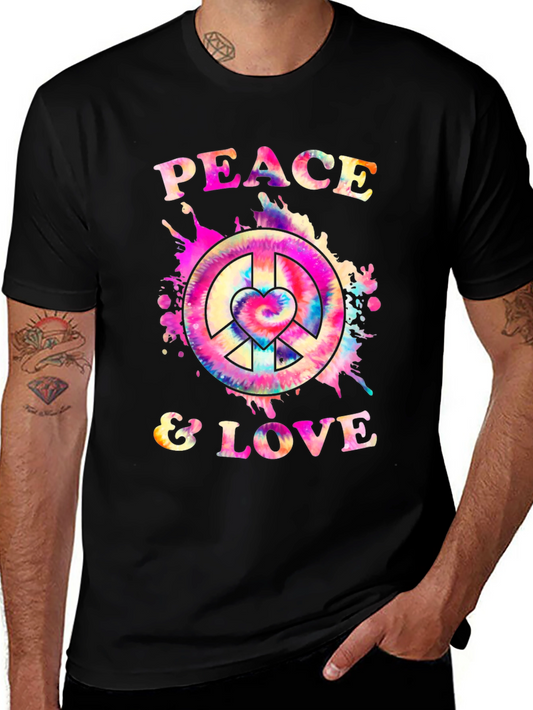 Peace & Love Tie Dye Graphic T-Shirt