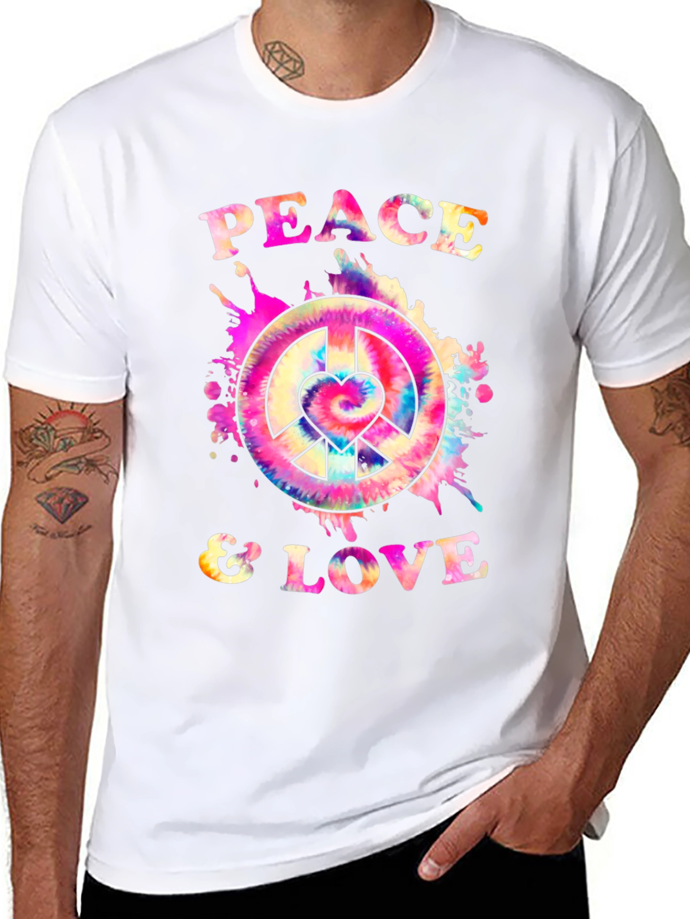 Peace & Love Tie Dye Graphic T-Shirt