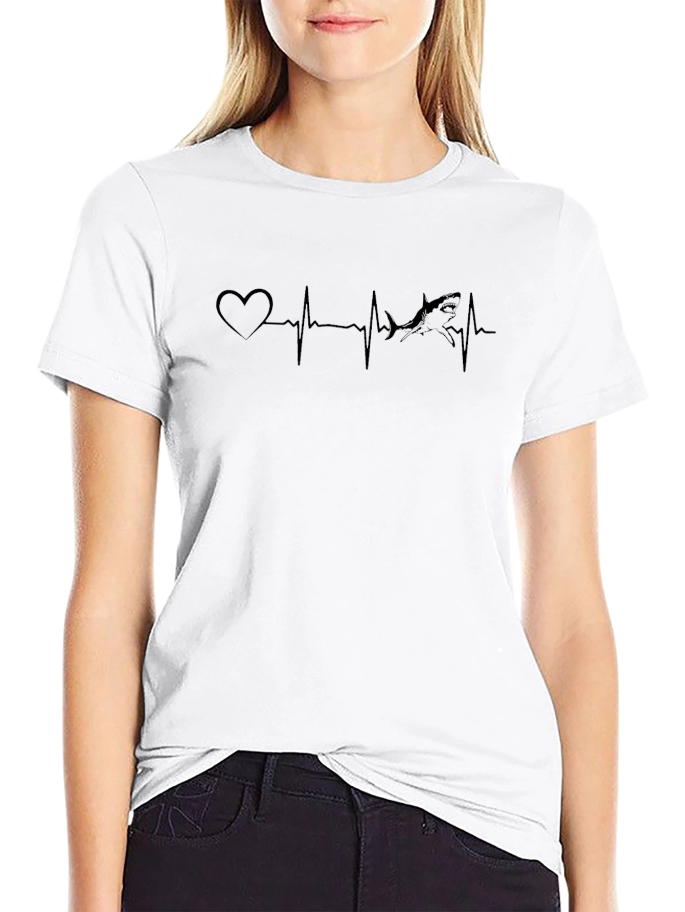 Shark Heartbeat Graphic T-Shirt