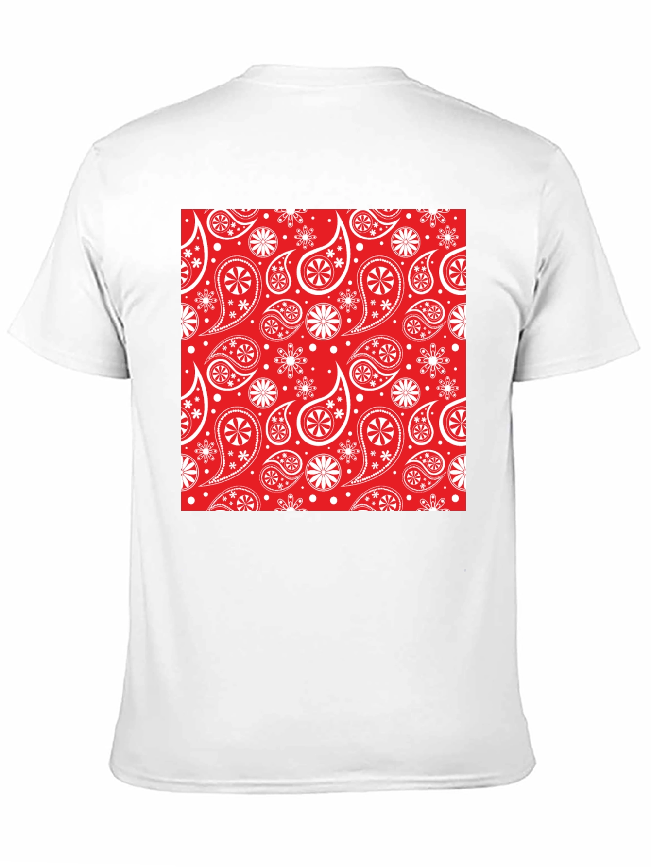 Red Paisley Pattern Black T-Shirt