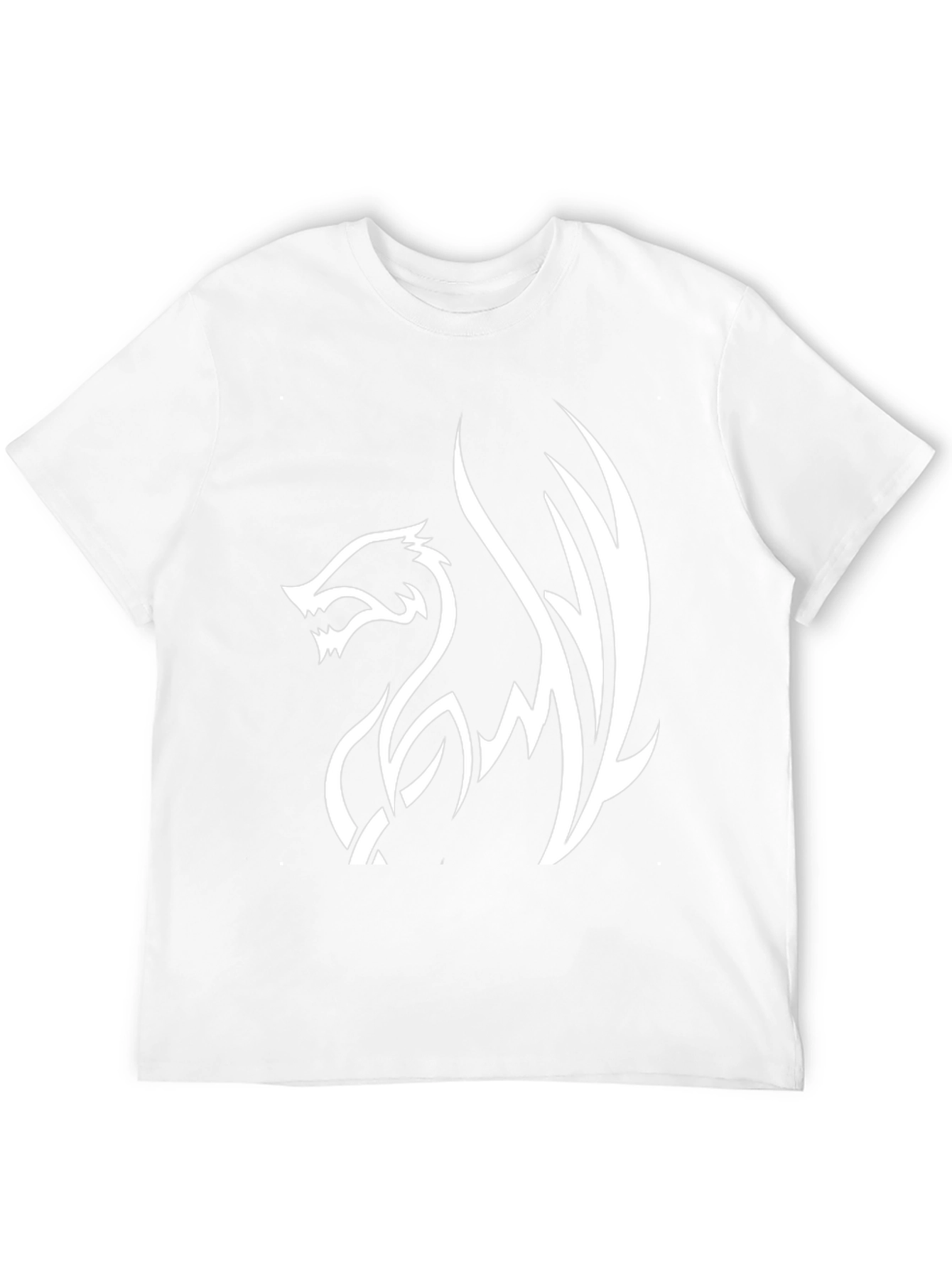 Black Tee with White Dragon Graphic