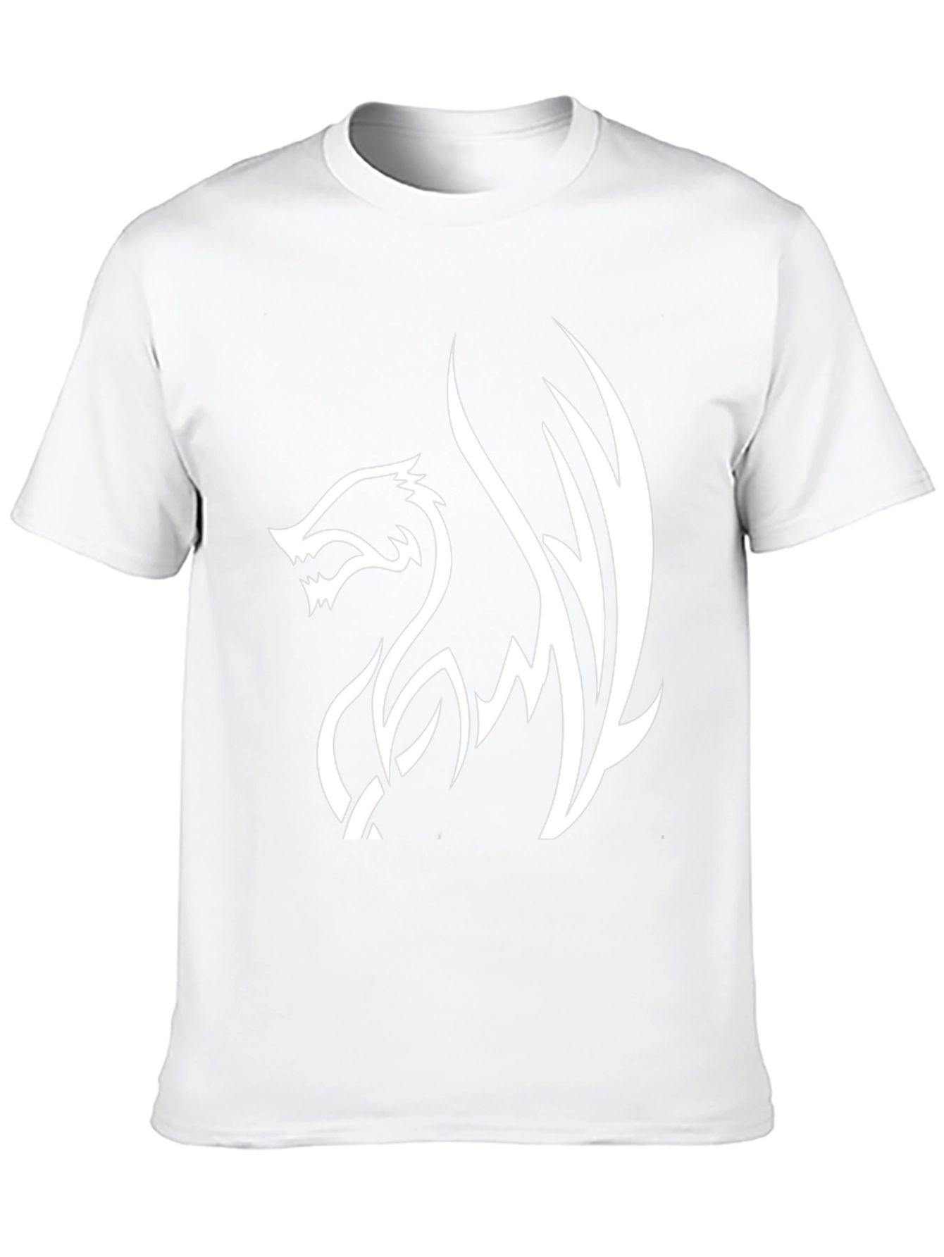 Black Tee with White Dragon Graphic