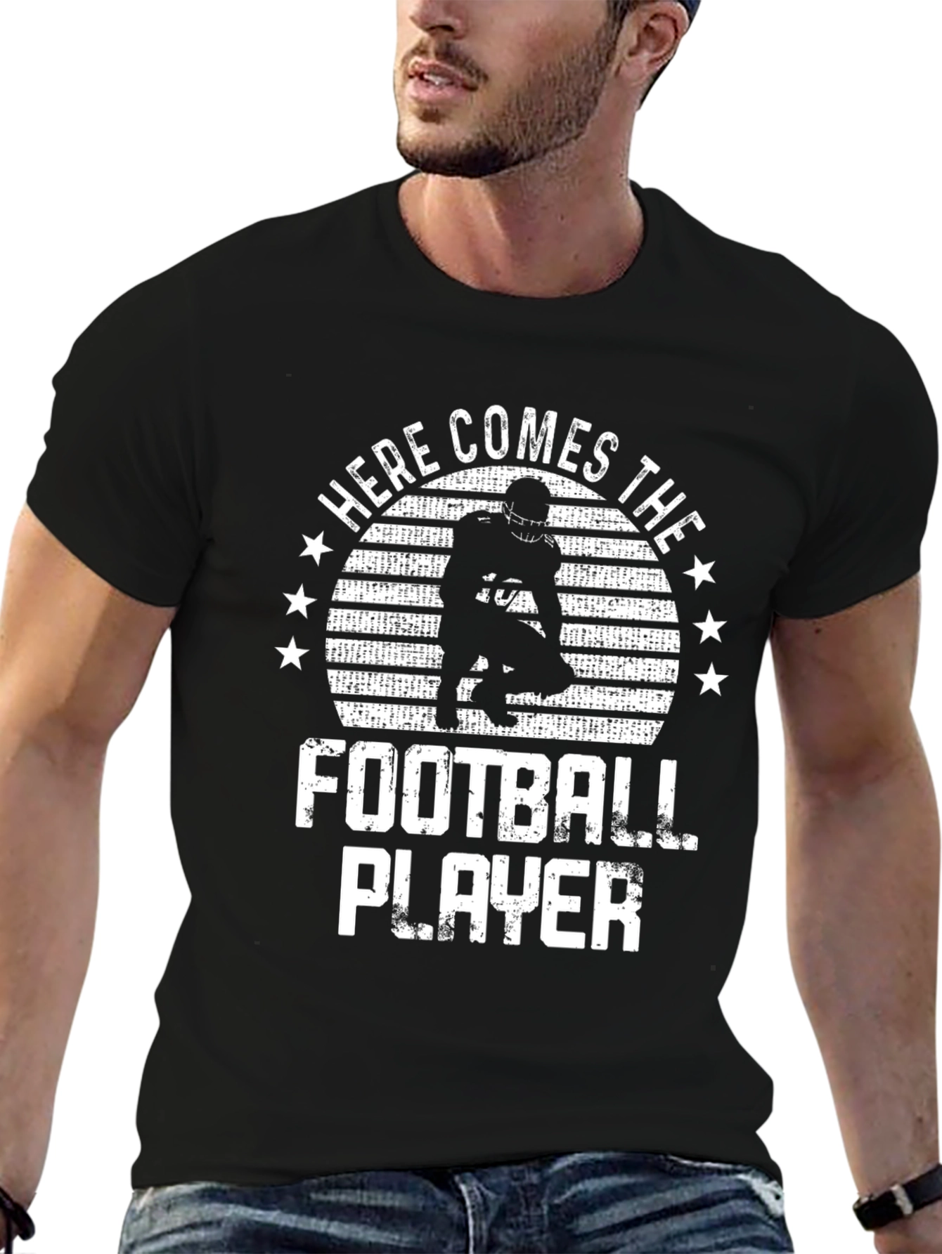 Here Comes The Football Player Graphic T-Shirt