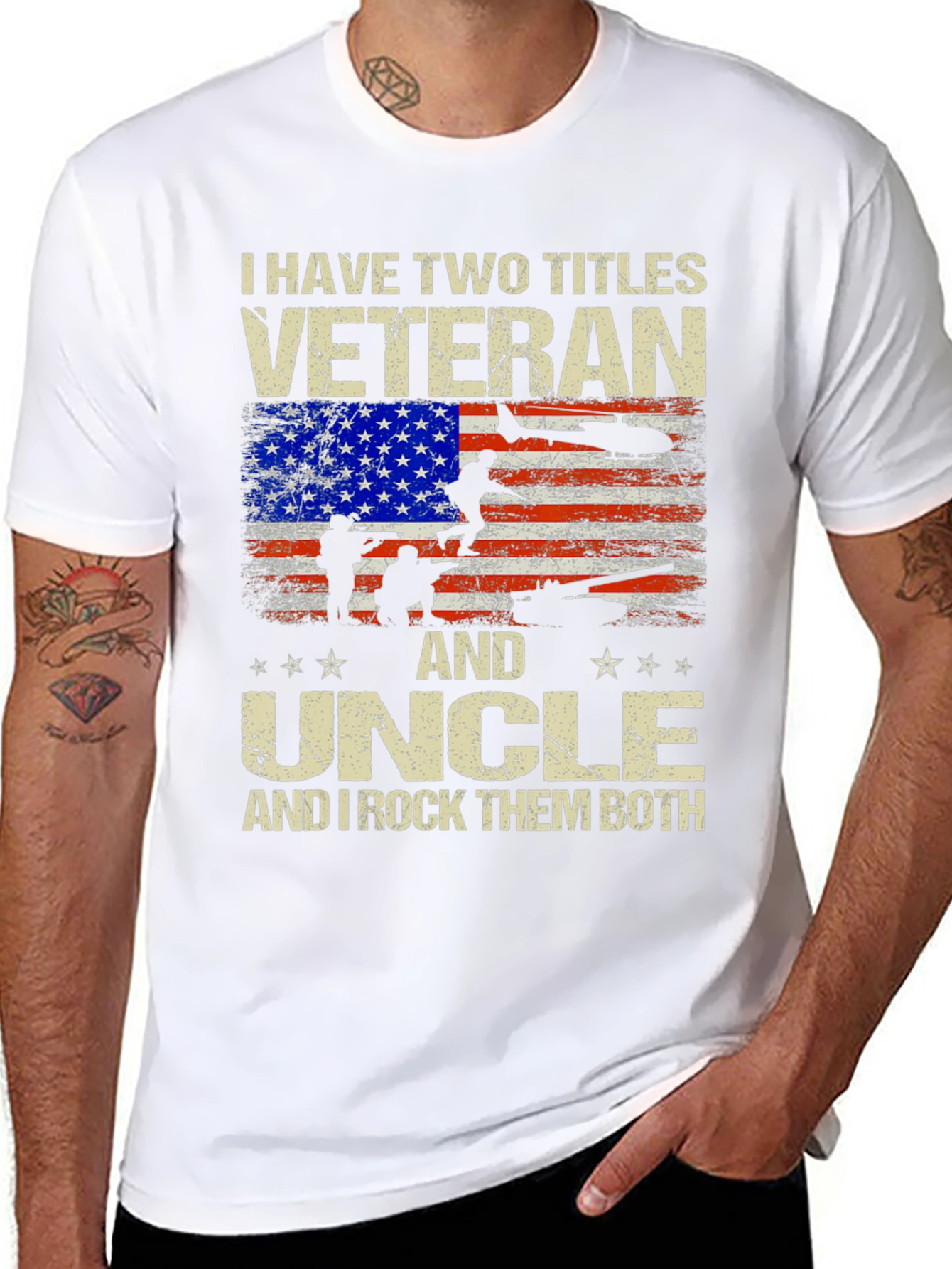 Veteran & Uncle T-Shirt - Patriotic Military Tee