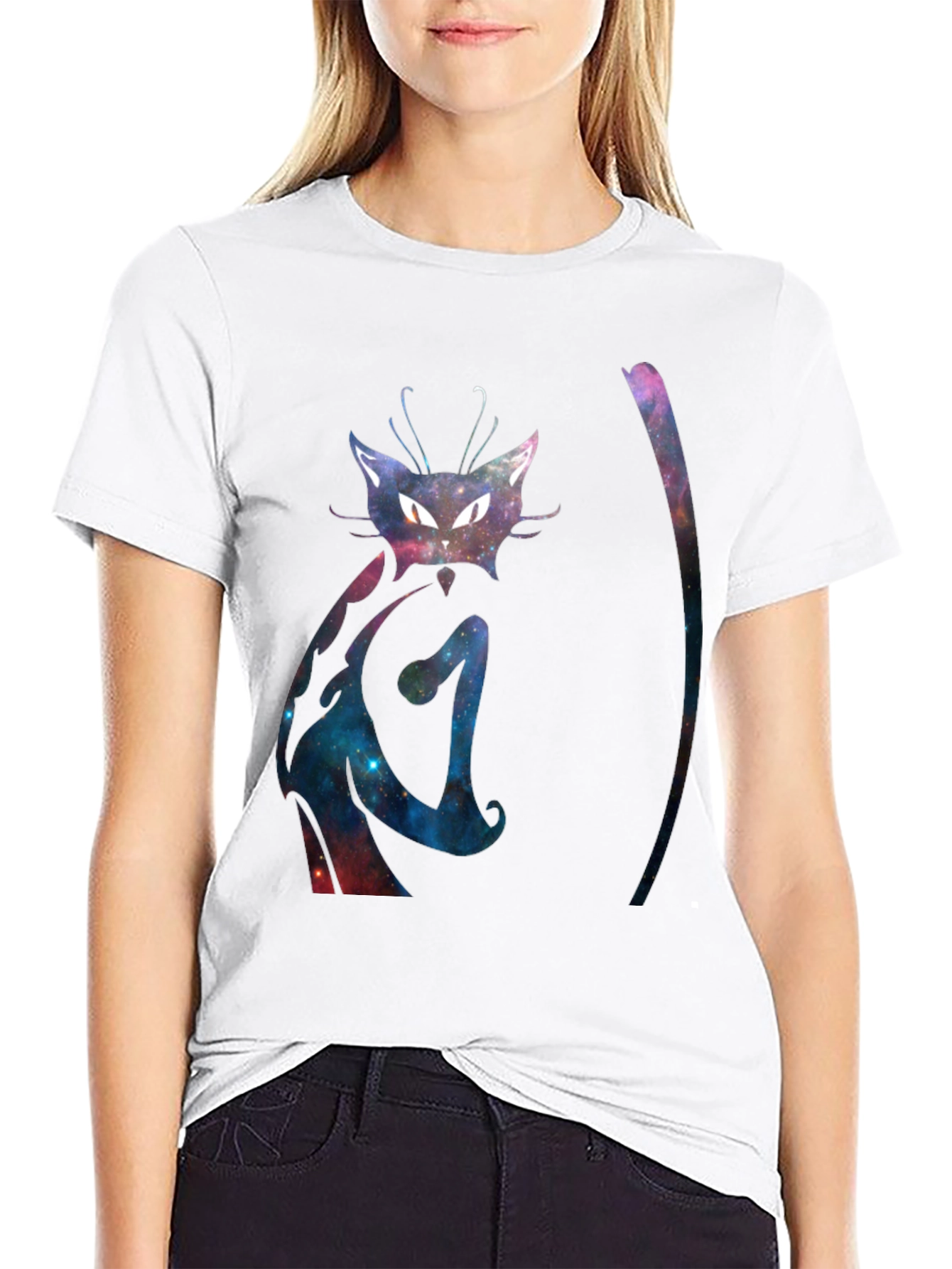Galaxy Cat T-Shirt - Cosmic Feline Design