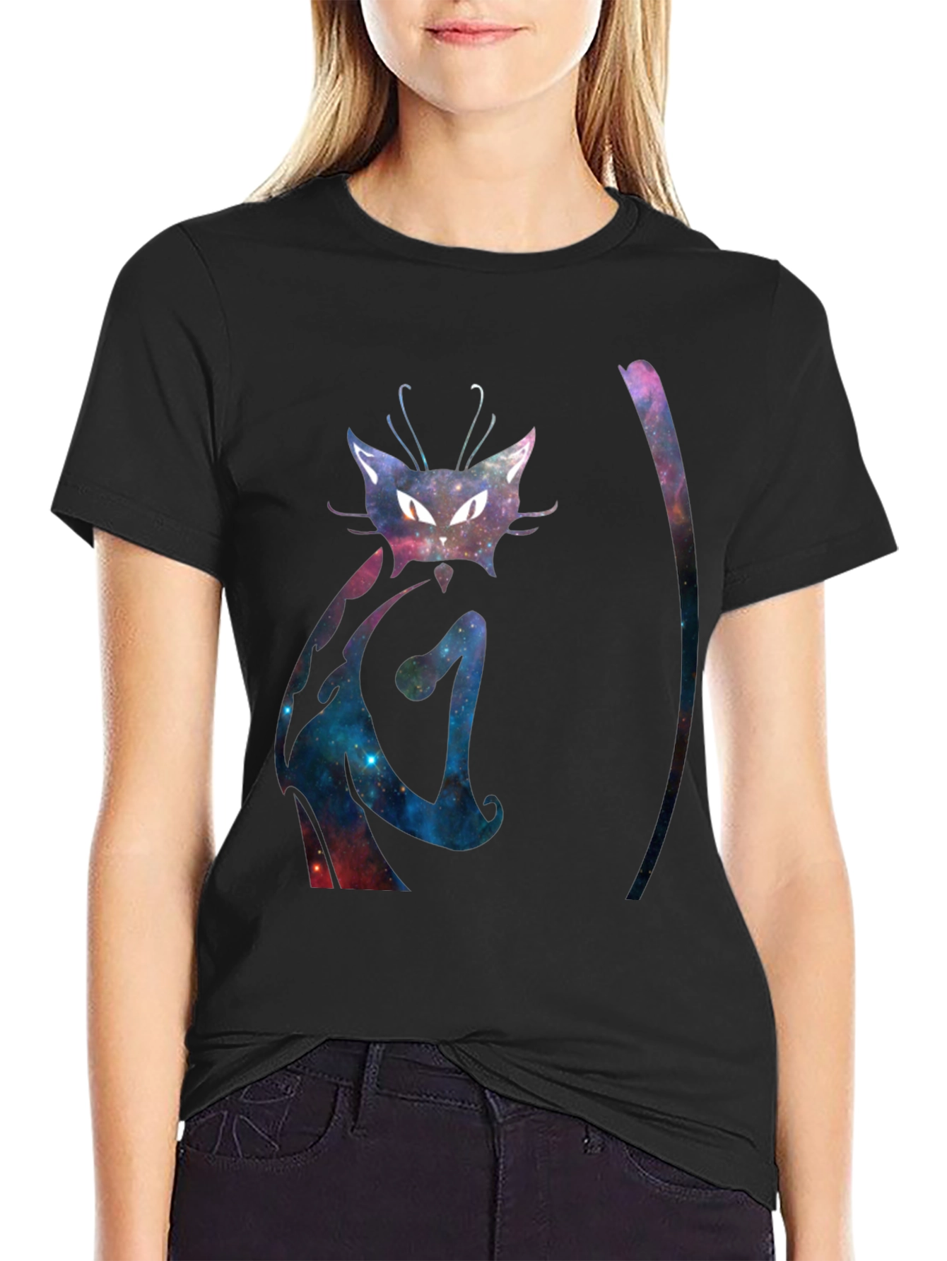 Galaxy Cat T-Shirt - Cosmic Feline Design